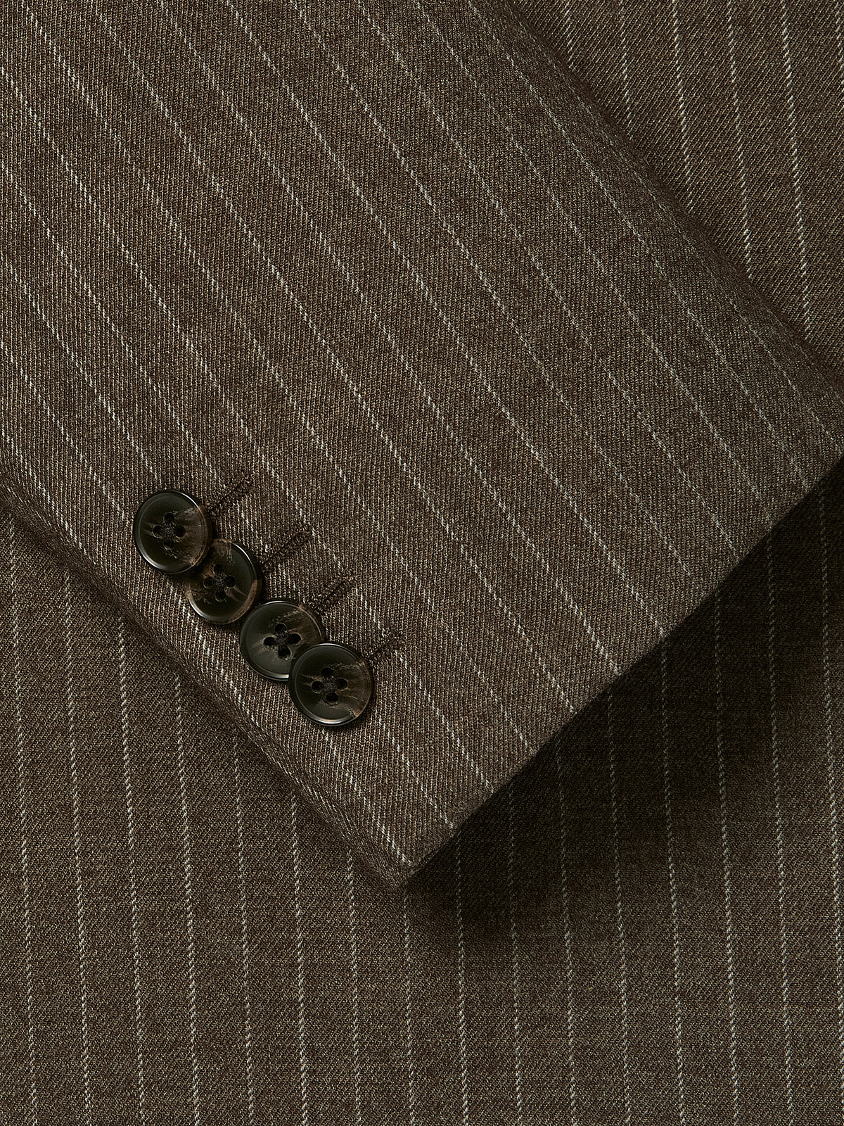 Tailored-Fit Striped Brown Wool Suit Blazer