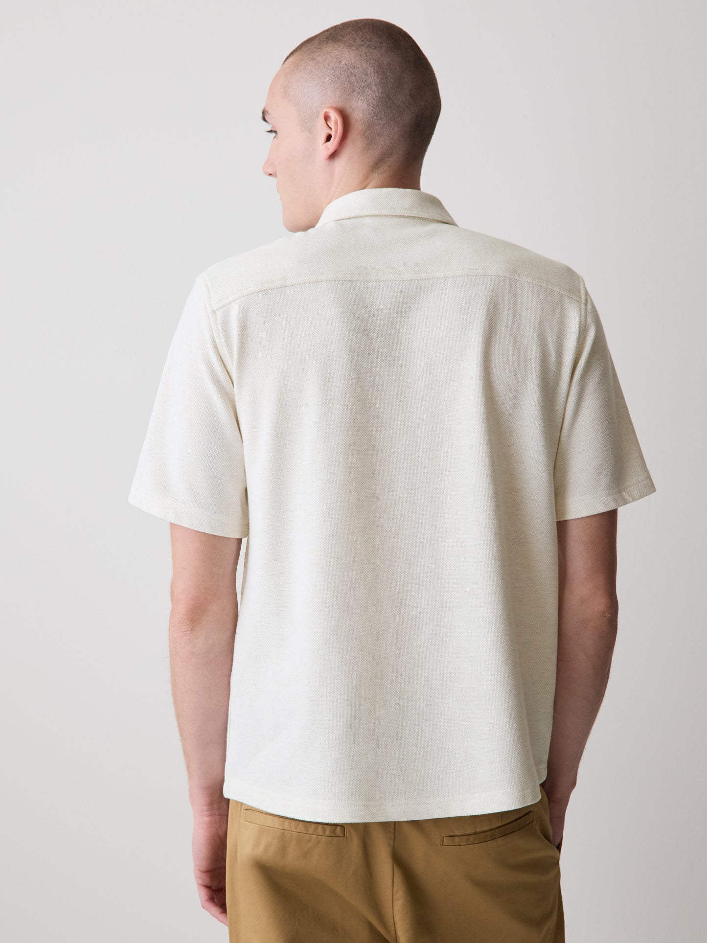 Men's Knit Short Sleeve Shirt Cotton Blend