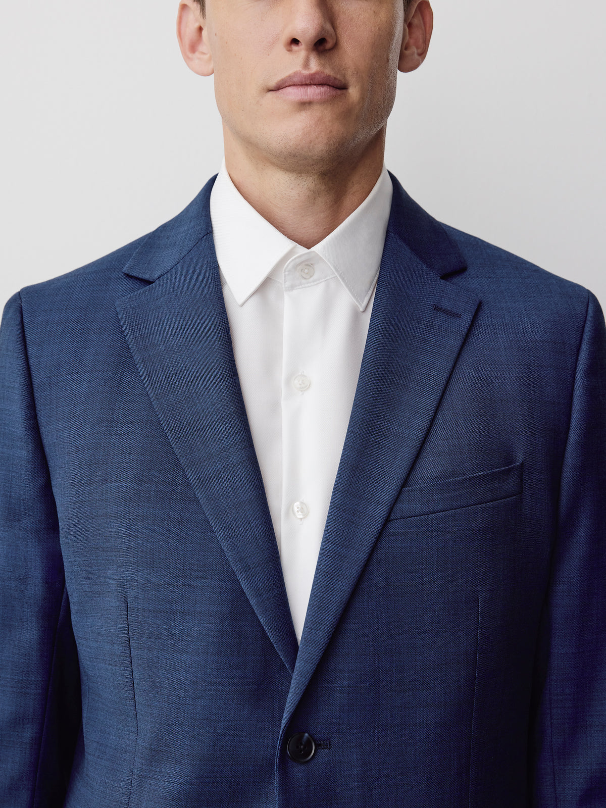 Blue Tailored-Fit Wool Suit Blazer
