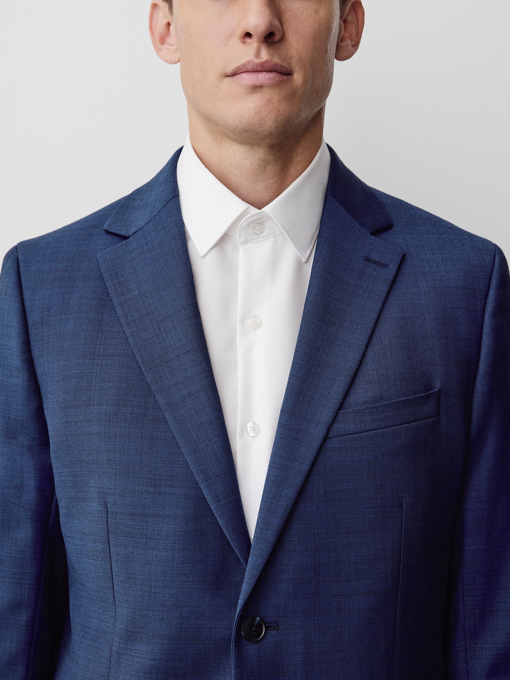 Blue Tailored-Fit Wool Suit Blazer