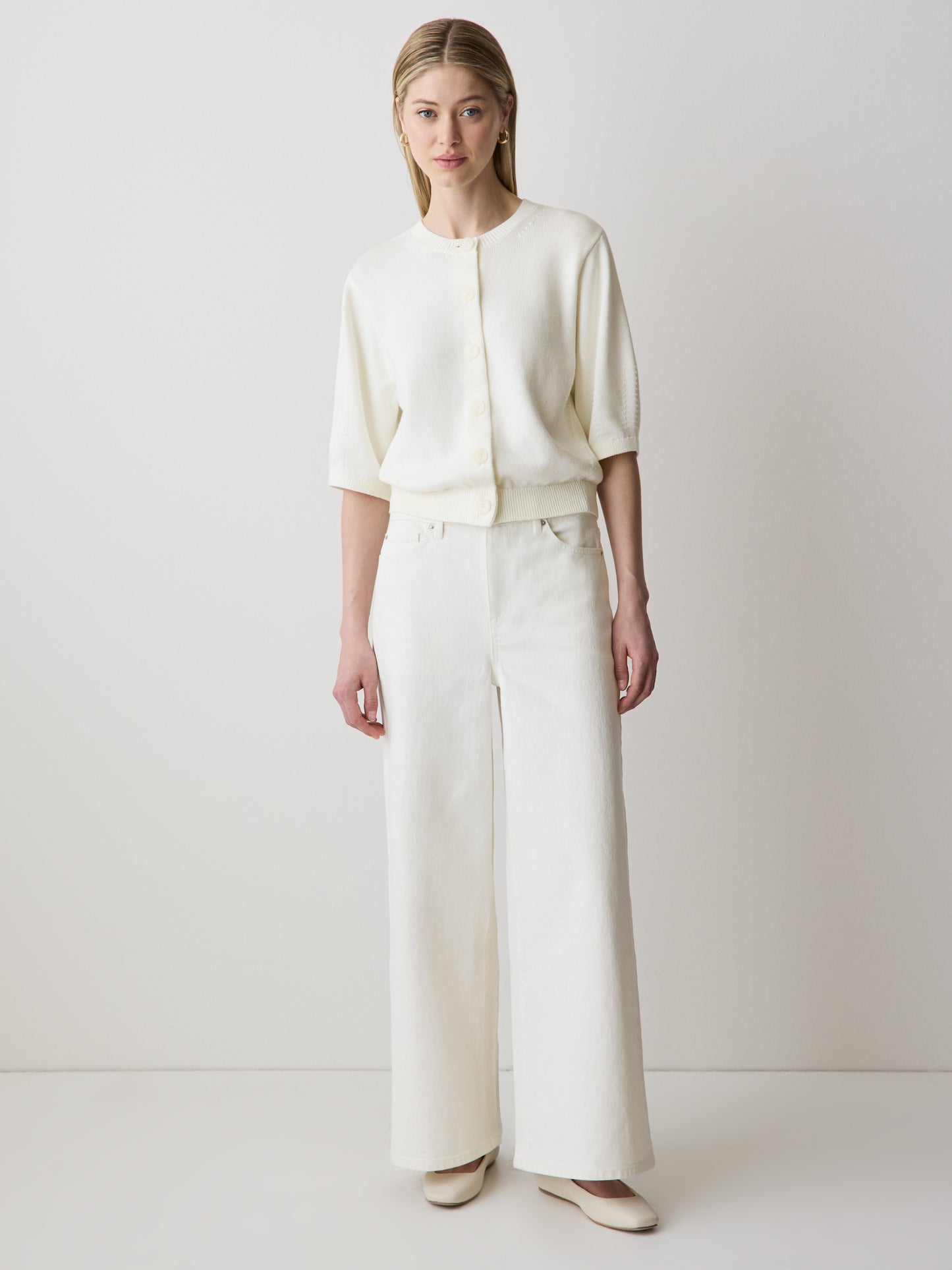 Knit Cotton Cardigan with Elbow Patches
