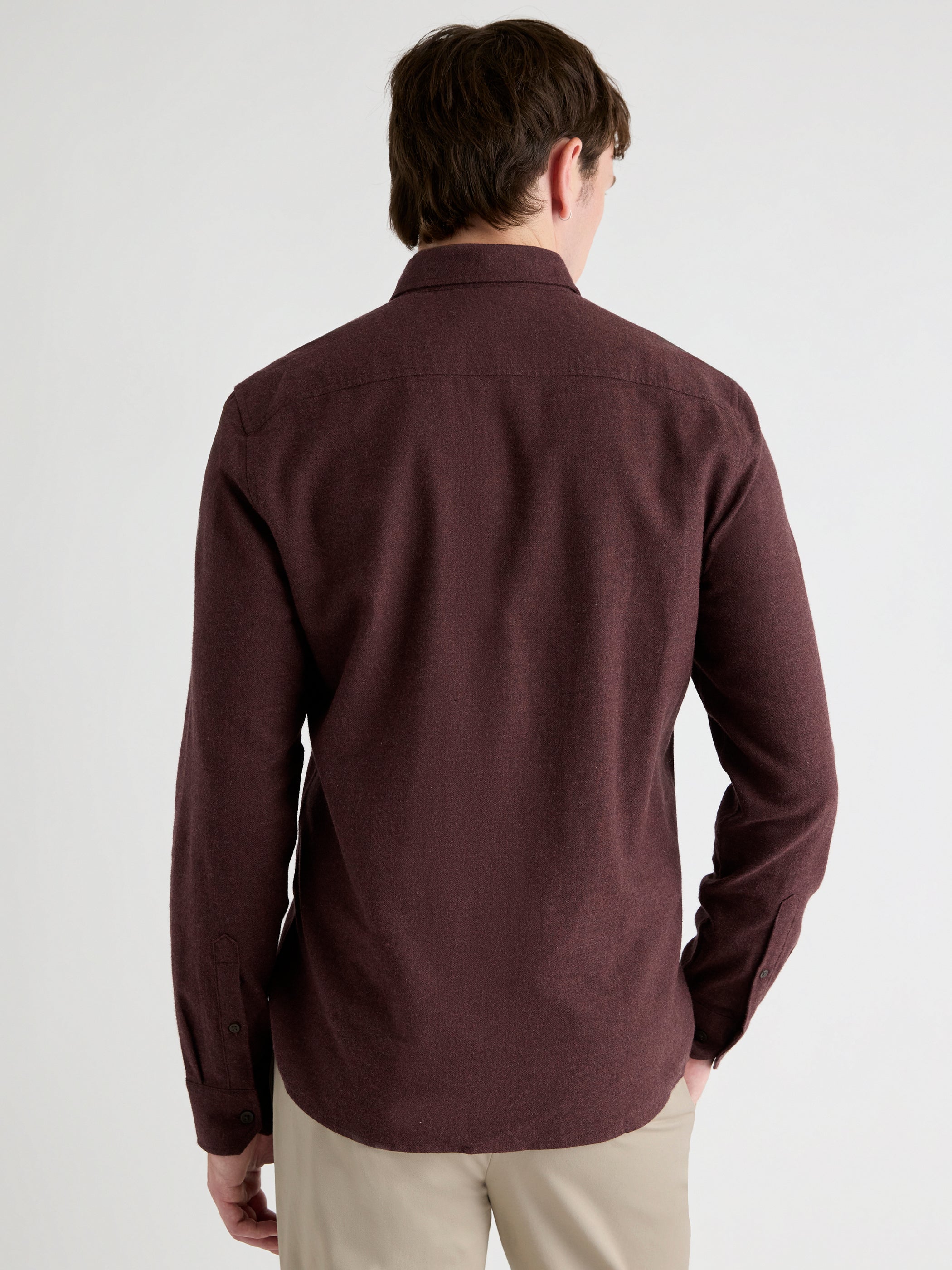 Slim-Fit Solid Flannel Shirt