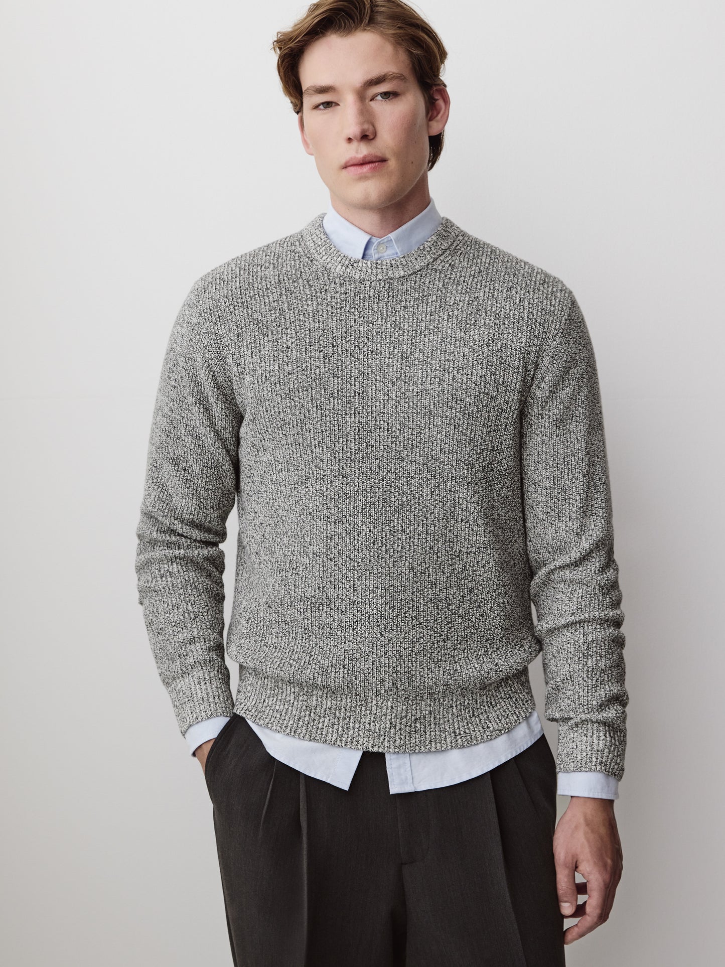 Knit Crewneck Sweater Cotton Cashmere Blend