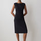 Sleeveless Woven Dress with Cow Neck, Polyester Blend
