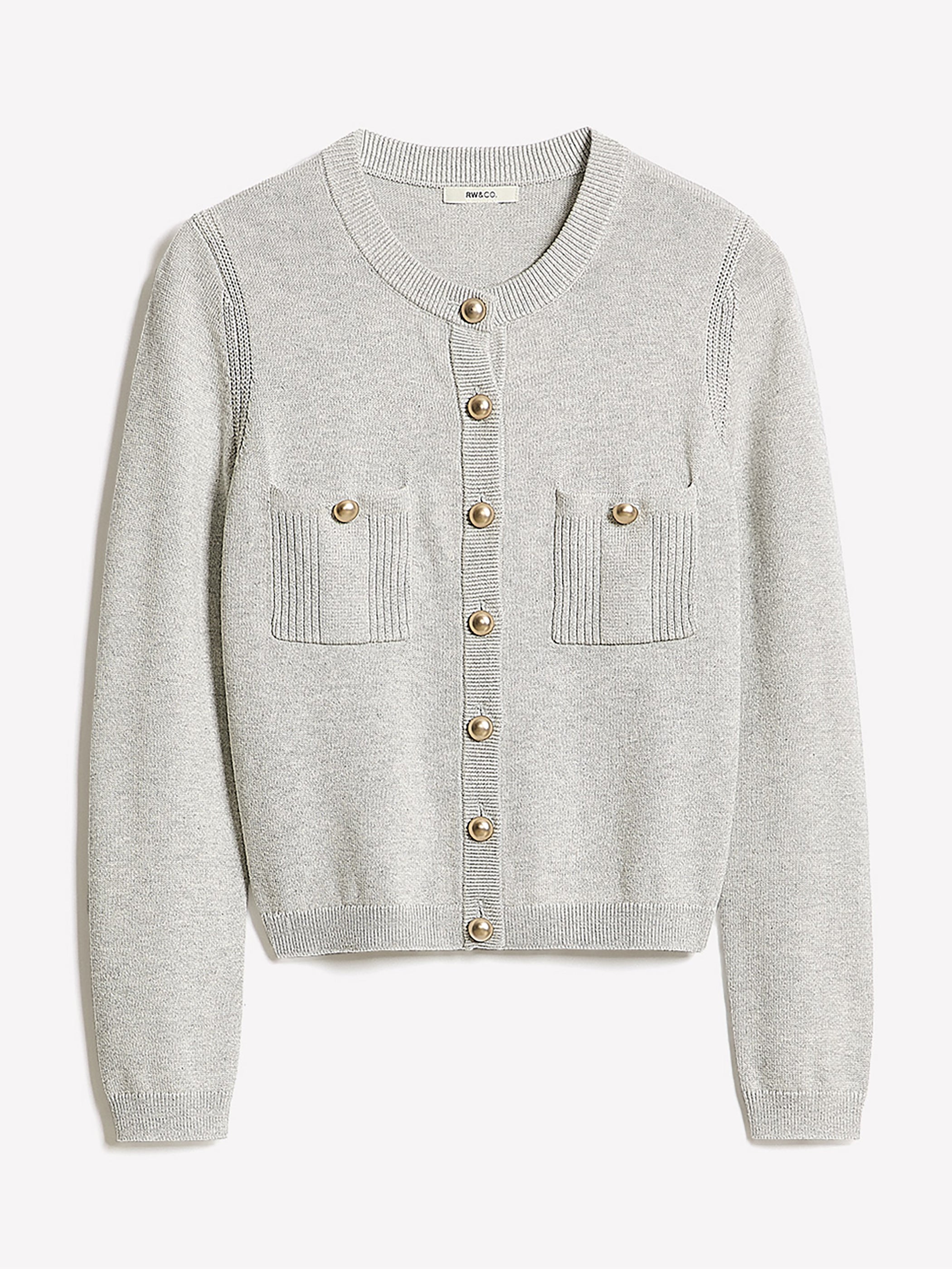 Cardigan Court à Manches Longues avec Poches à la Poitrine