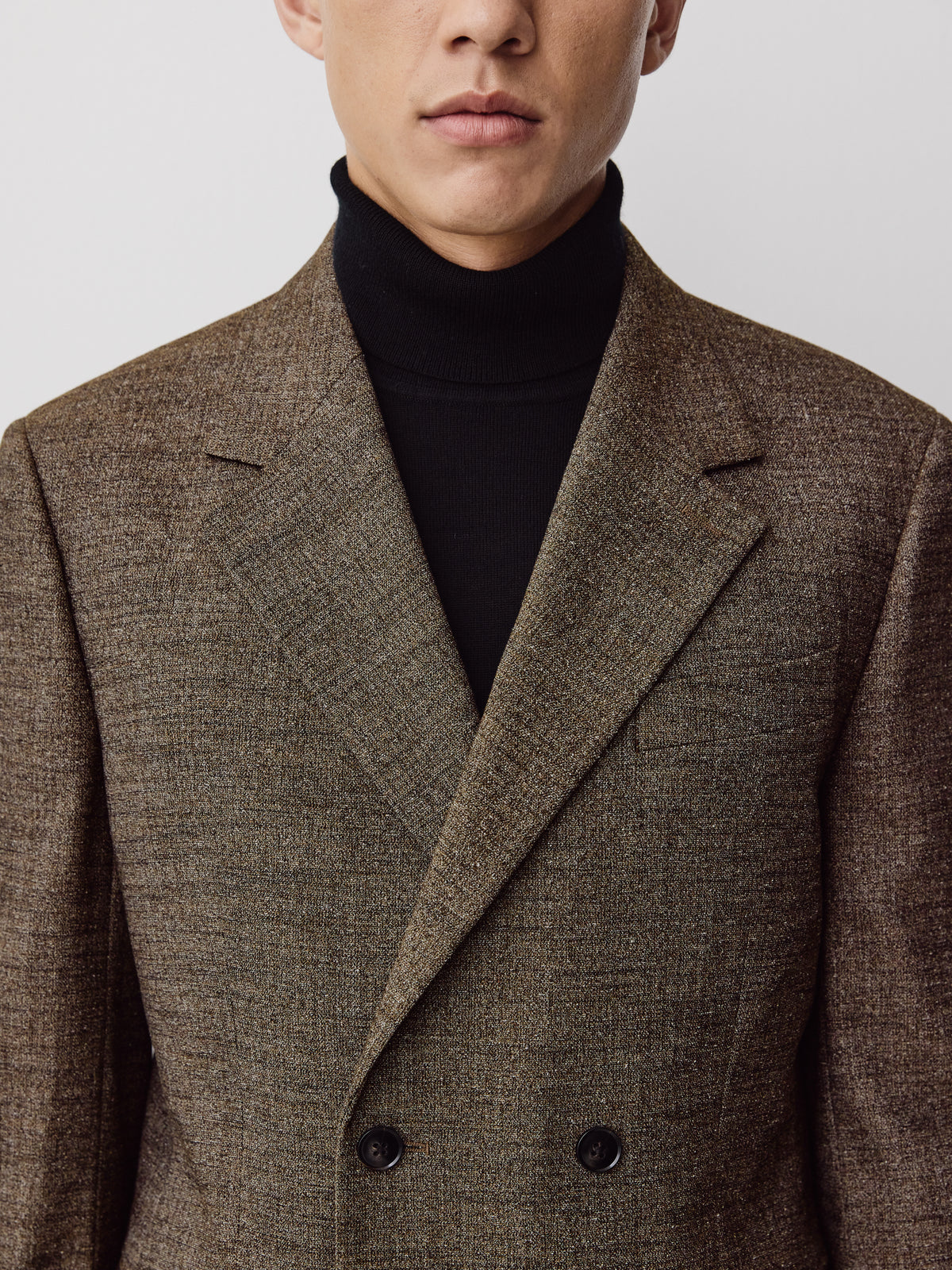 Woven Tailored Brown Tweed Blazer for Men