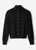 Knit Cardigan Cotton Nylon Blend Mock Neck