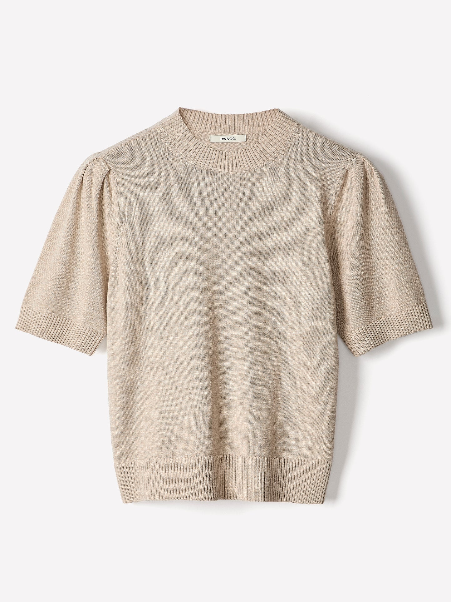 Knit Cotton Blend Crew Neck Sweater