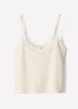 Merino-Wool V-Neck Cami with Lace Trim