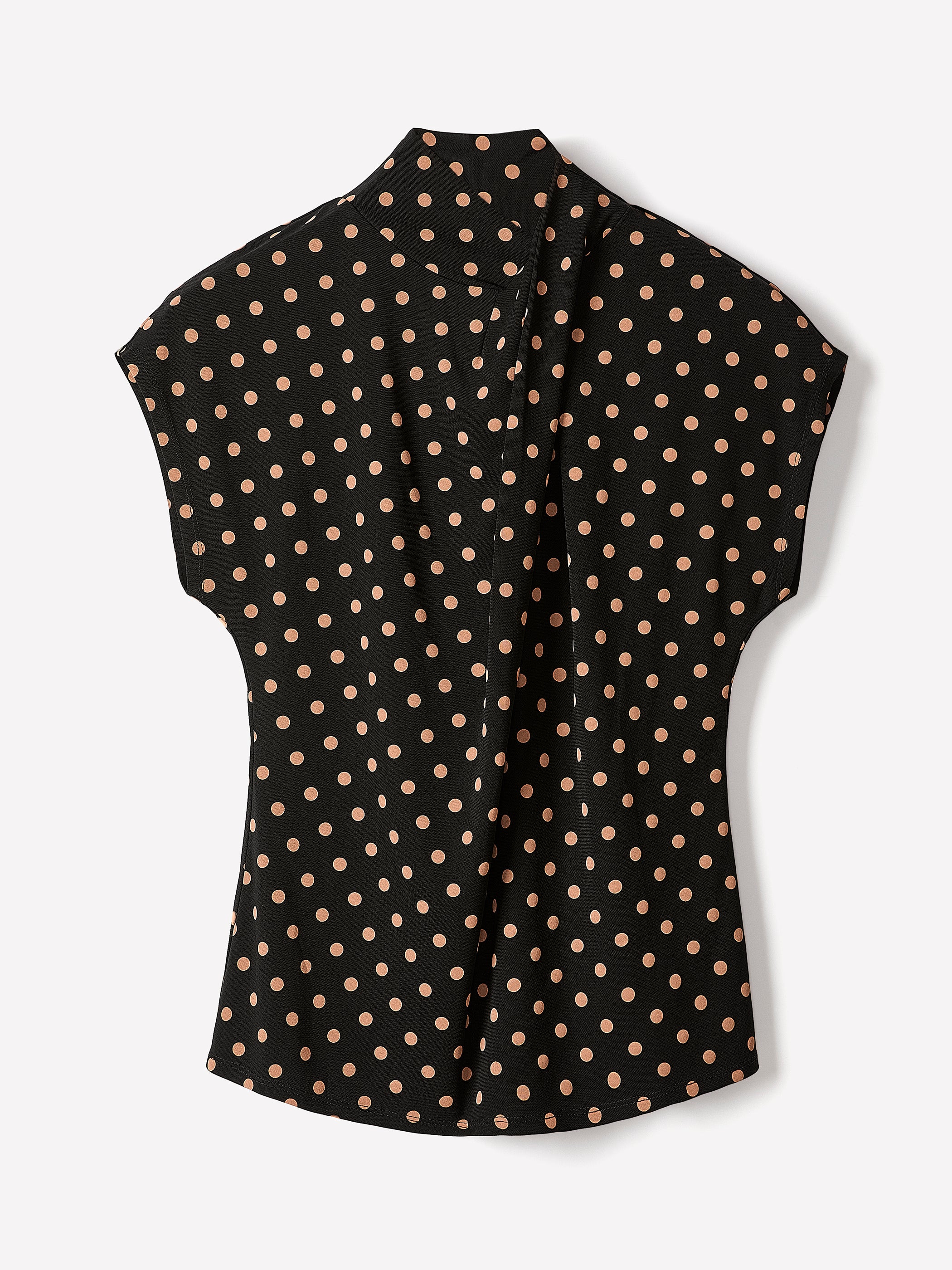 Haut à Manches Très Courtes à Col Montant Drapé à Détail Croisé