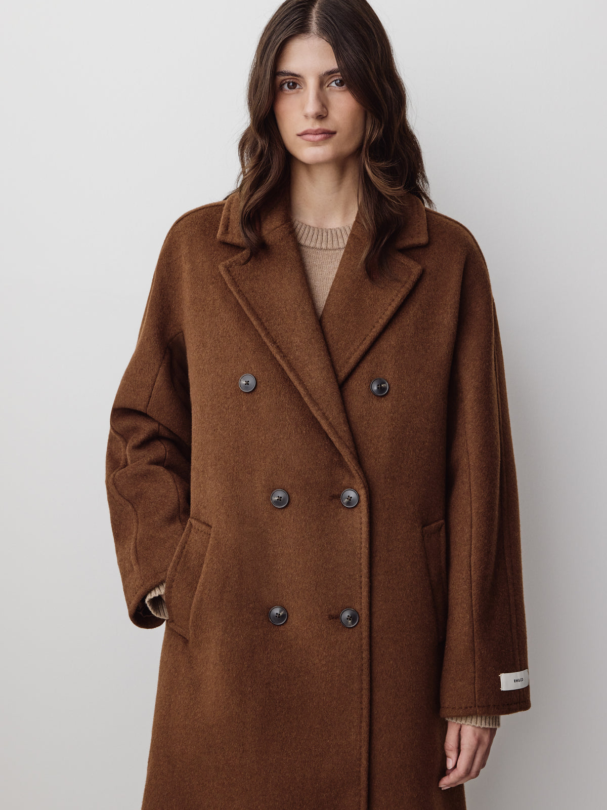 Relaxed-Fit Wool-Blend Double-Breasted Coat