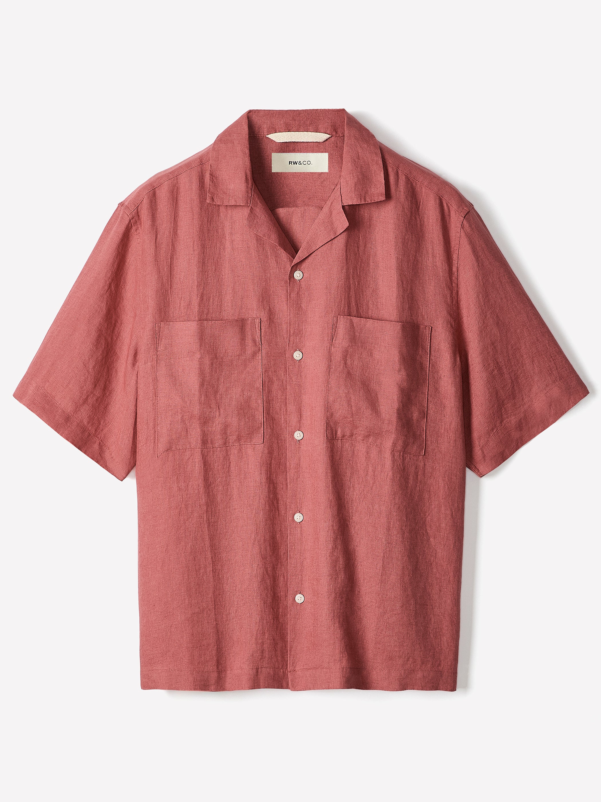 Short-Sleeve Linen Shirt with Camp Collar