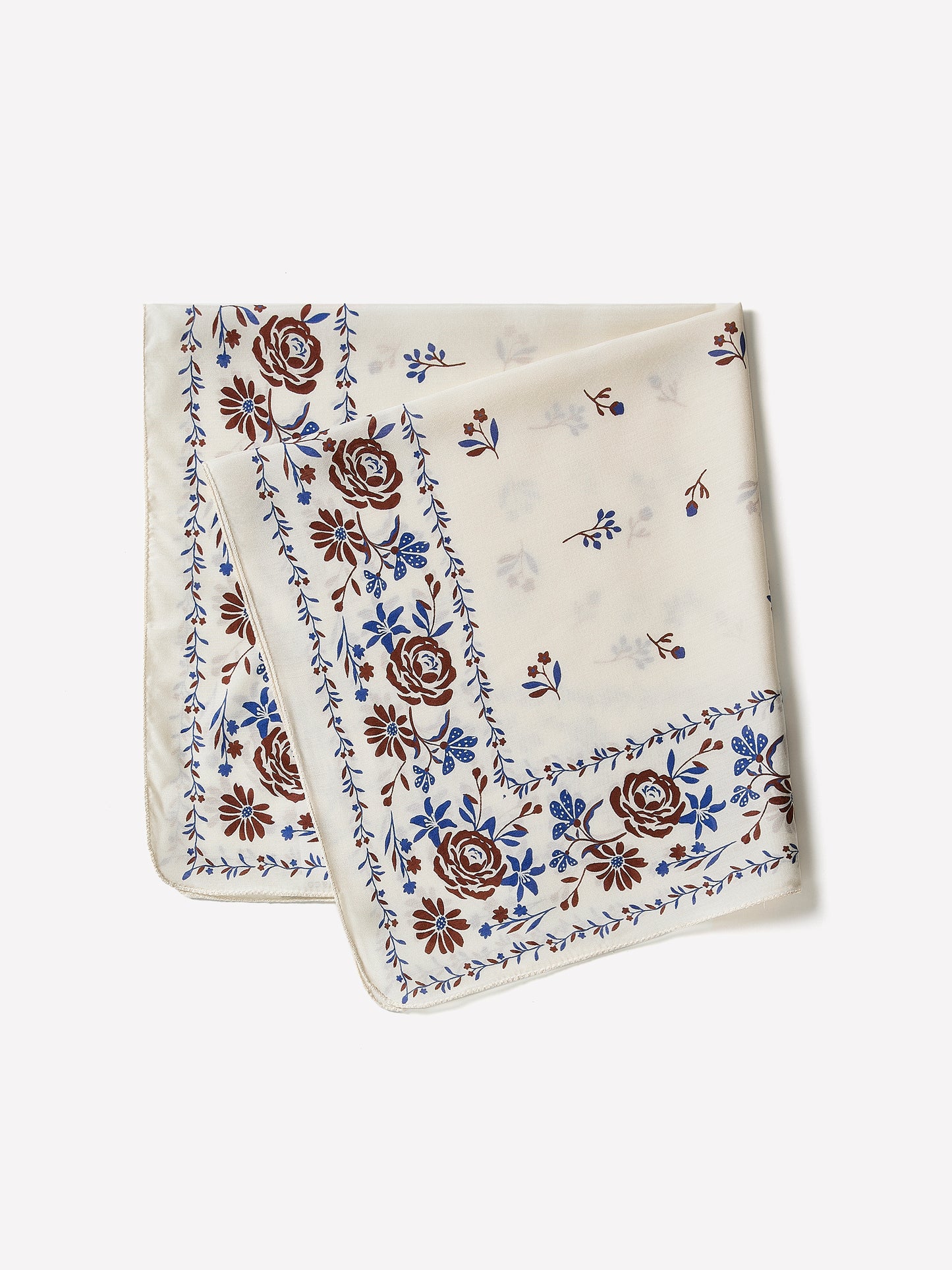 Square Silk Blend Floral Scarf 27"x27"