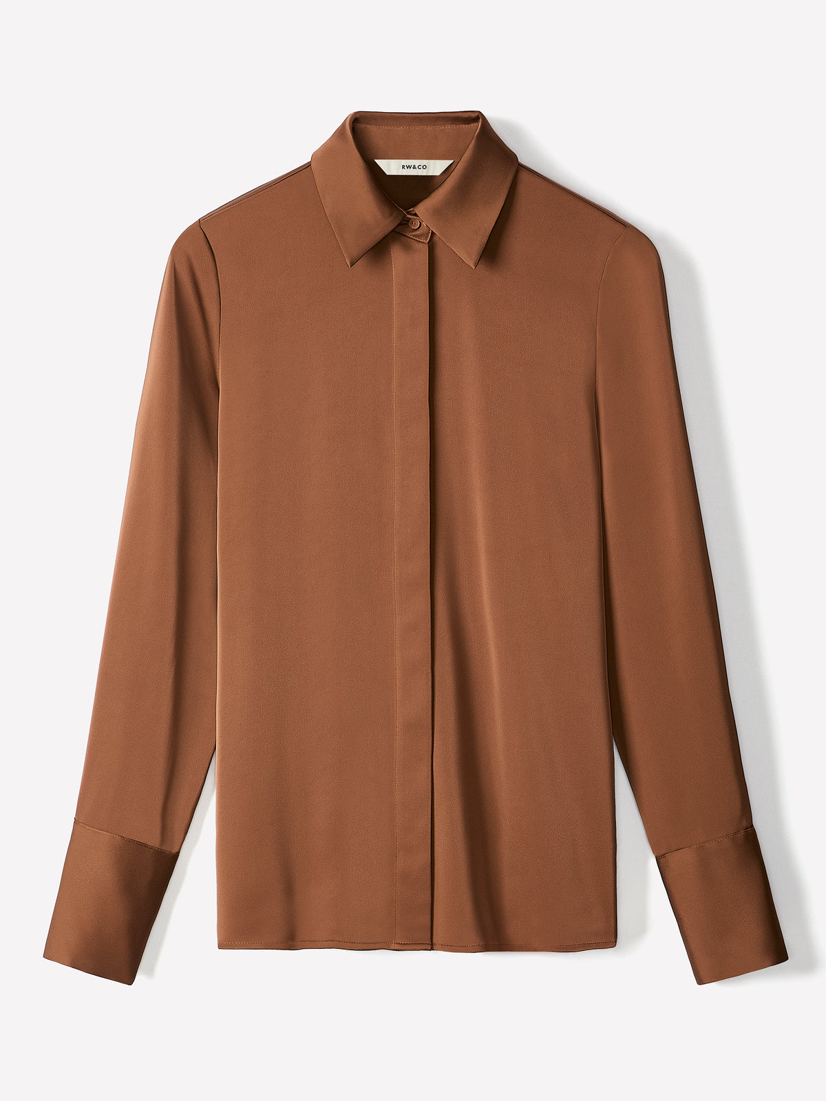 Woven Satin Long Sleeve Shirt