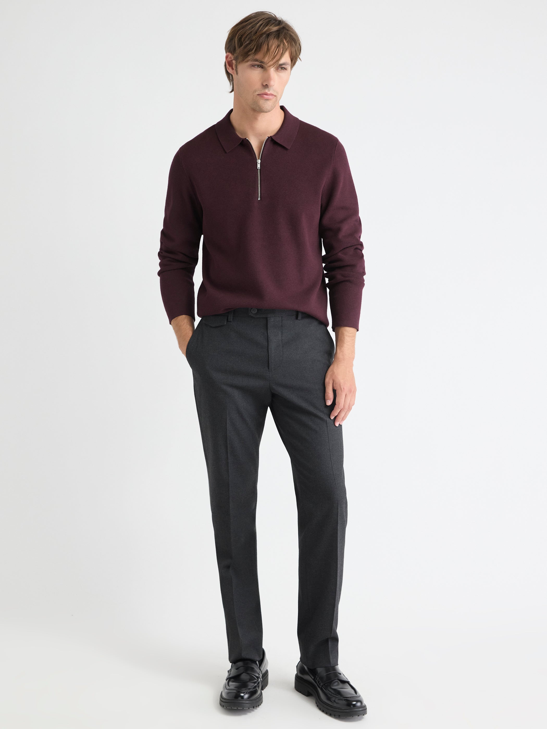 Long-Sleeve Half-Zip Polo Sweater