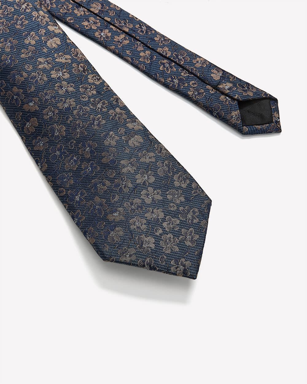 Regular Tie with Floral and Striped Pattern