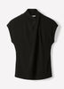 Extended-Sleeve Top with Crossover Draped Mock Neckline