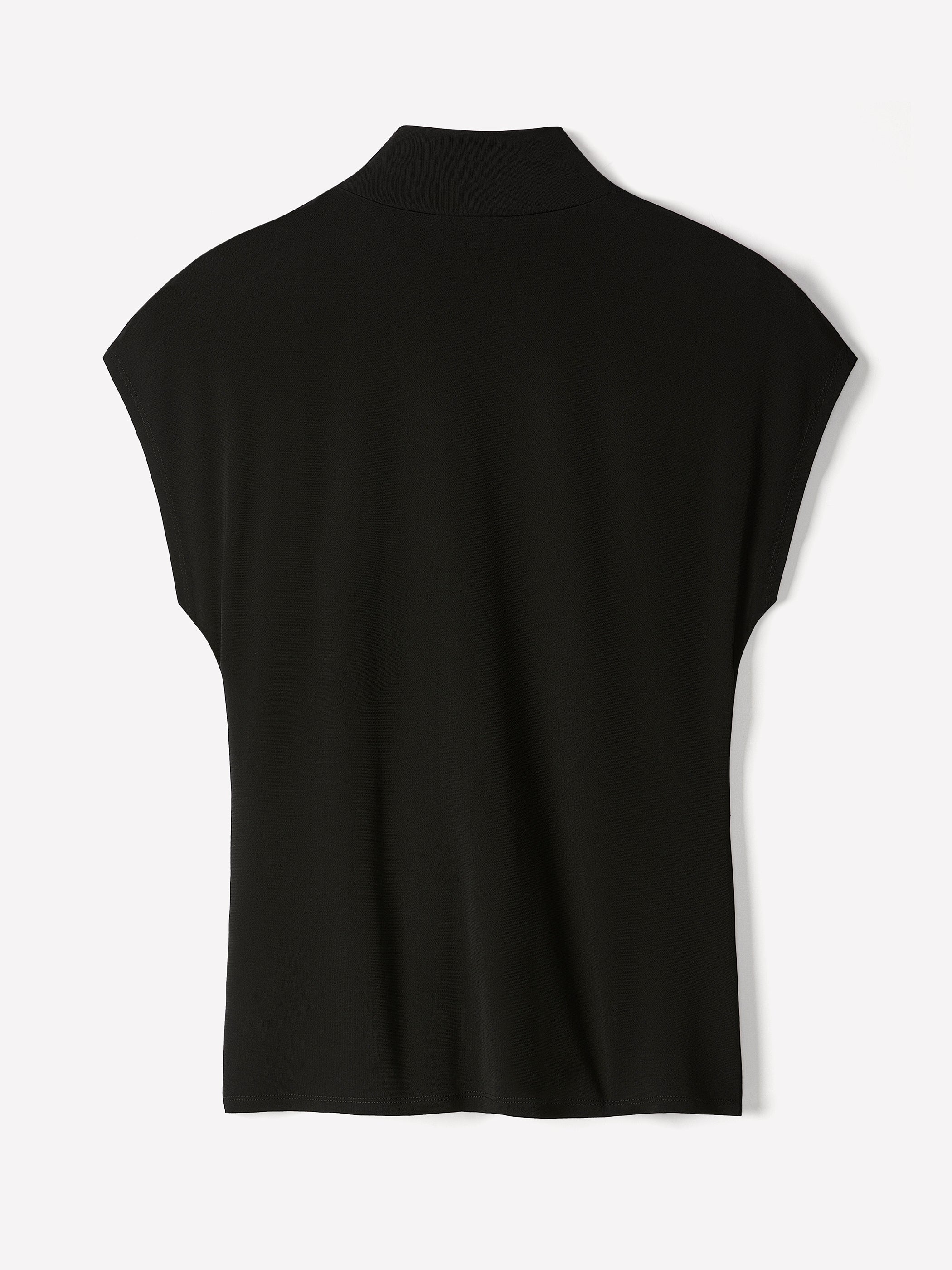 Extended-Sleeve Top with Crossover Draped Mock Neckline