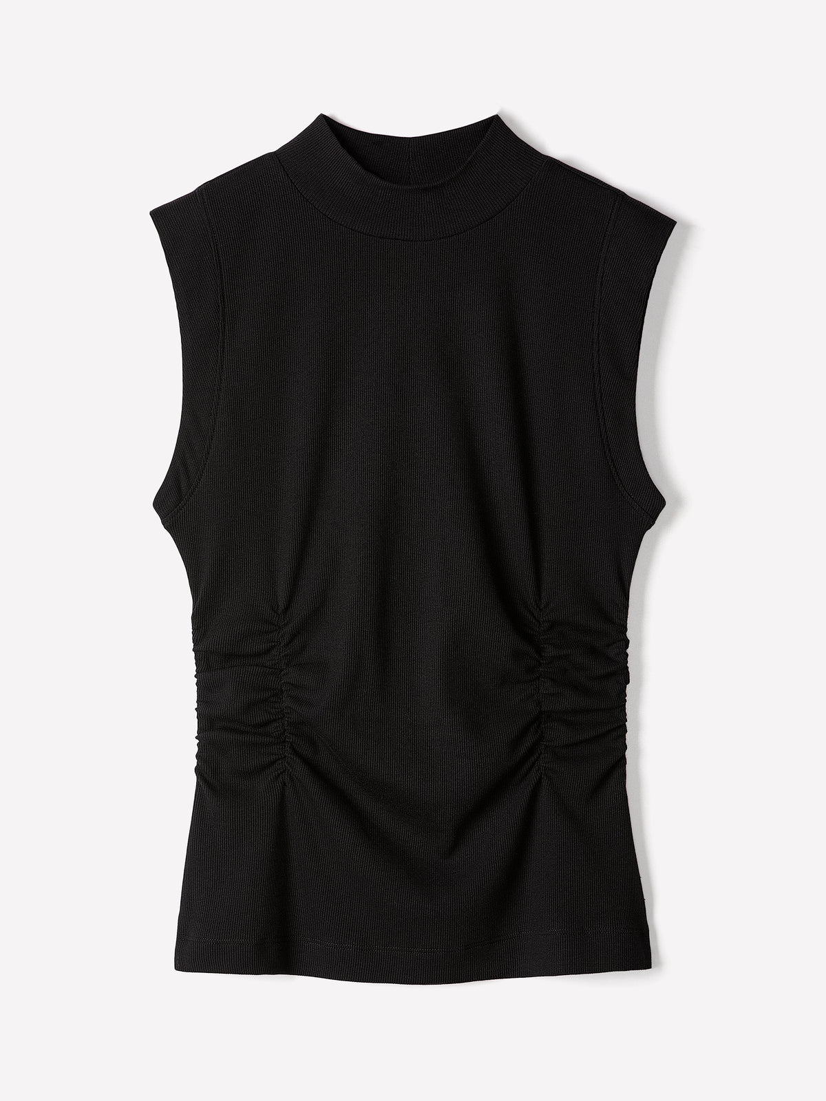 Knit Pullover Rib Mock Neck Top