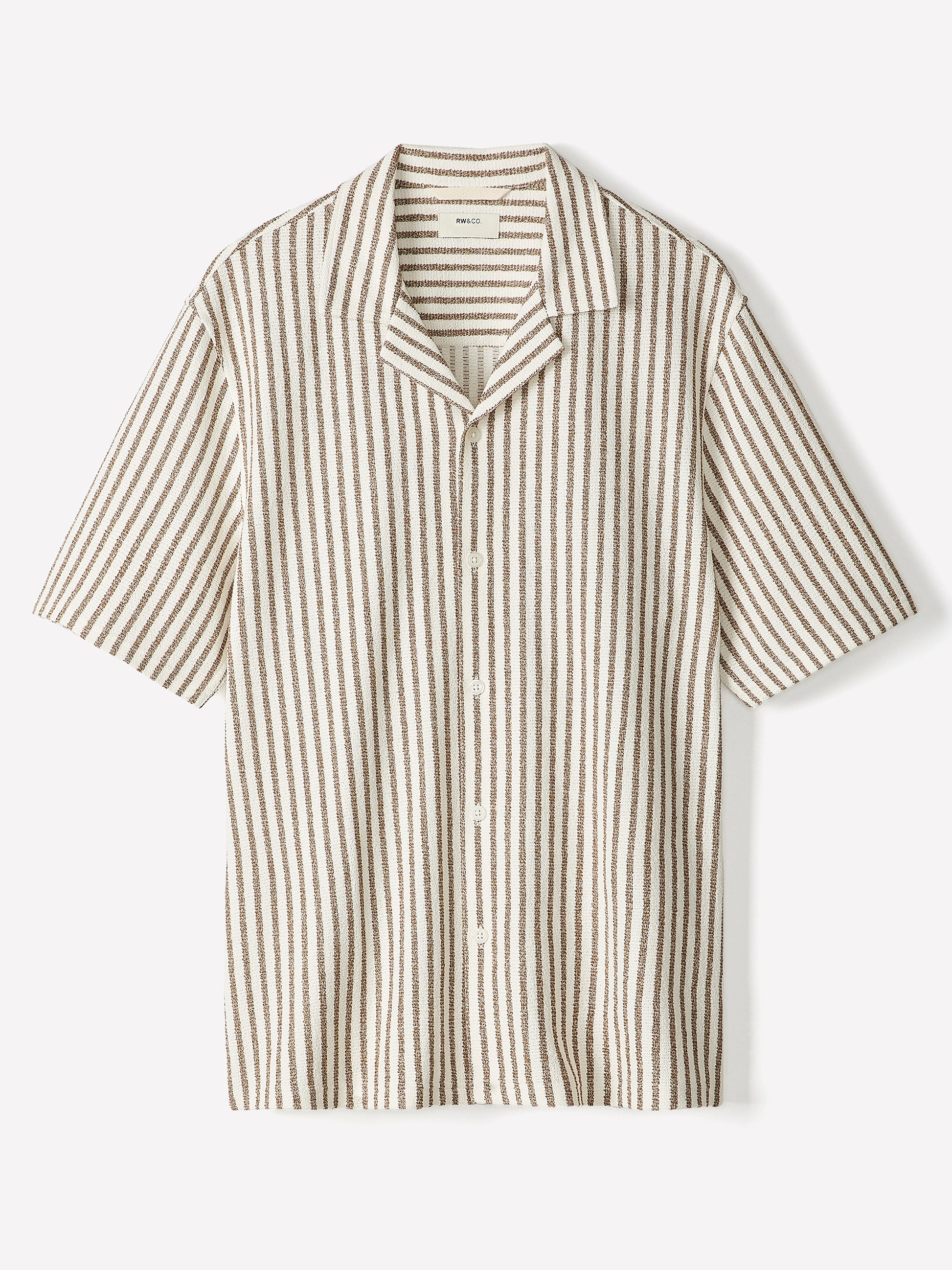 Men's Knit Tailored Collar Shirt Textured Stripe