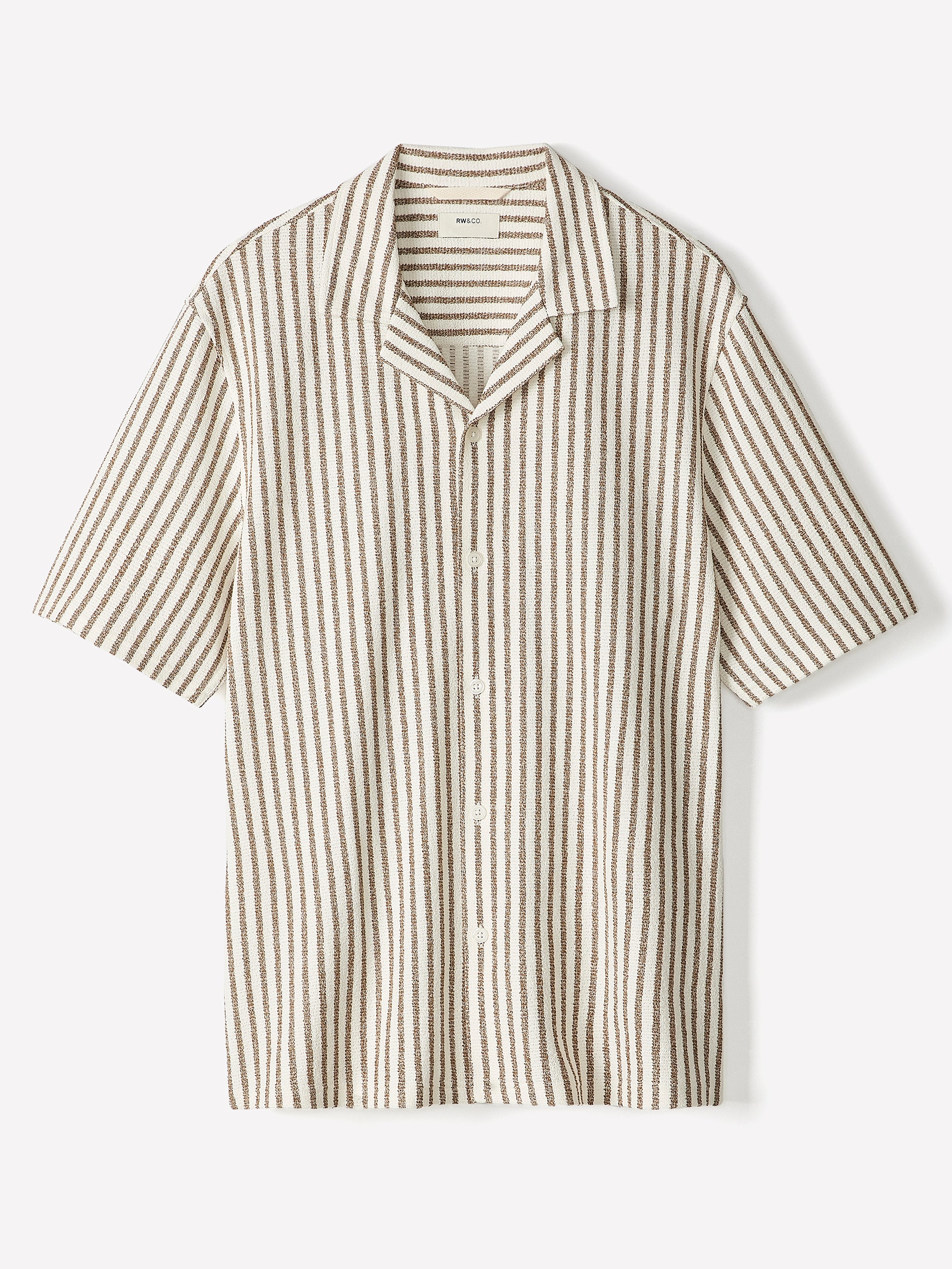 Men's Knit Tailored Collar Shirt Textured Stripe