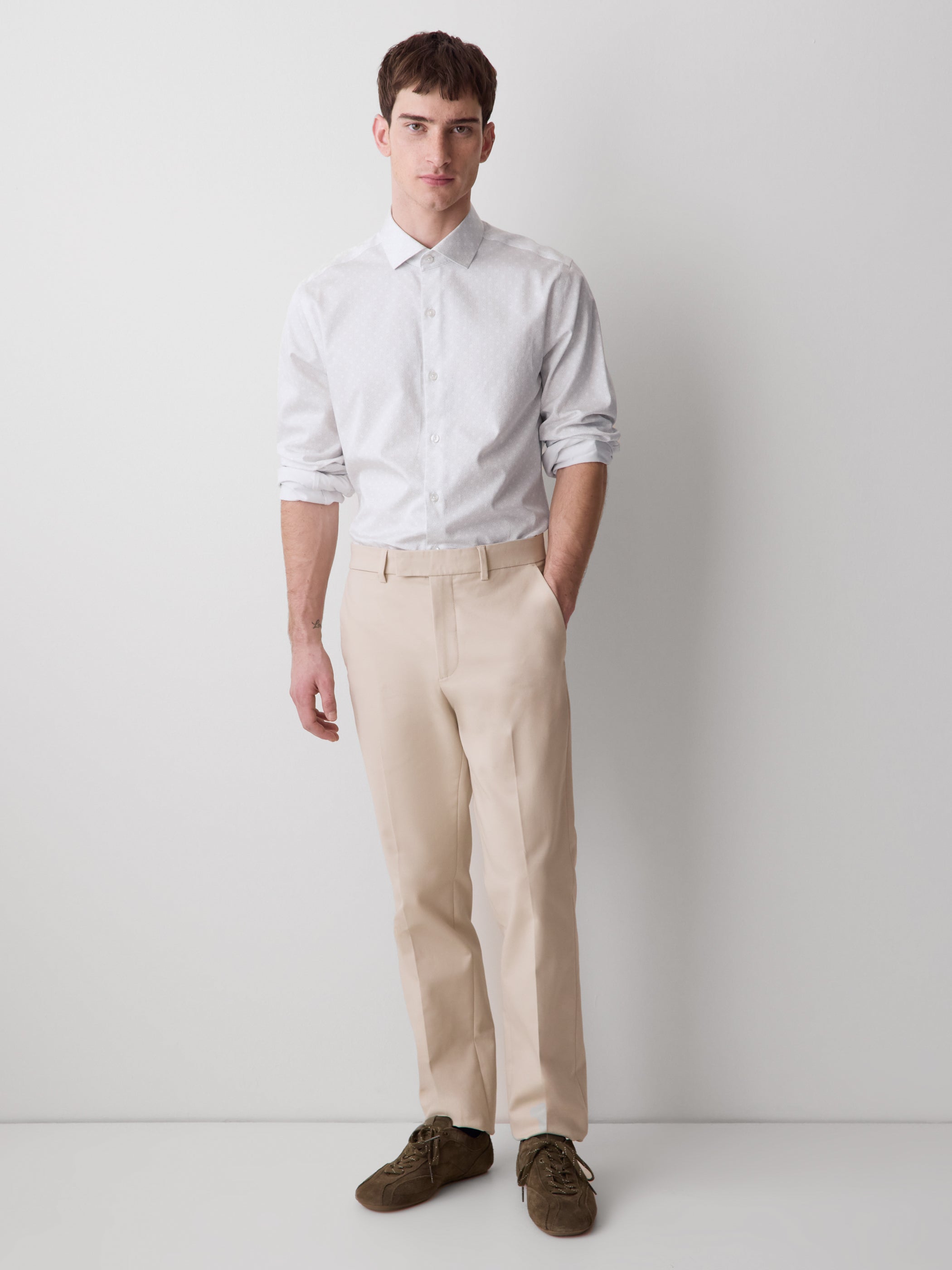 Tailored Fit Dress Shirt with Micro Geo Print