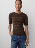 Fitted Ladies Knit Pullover Crew Neck T-Shirt