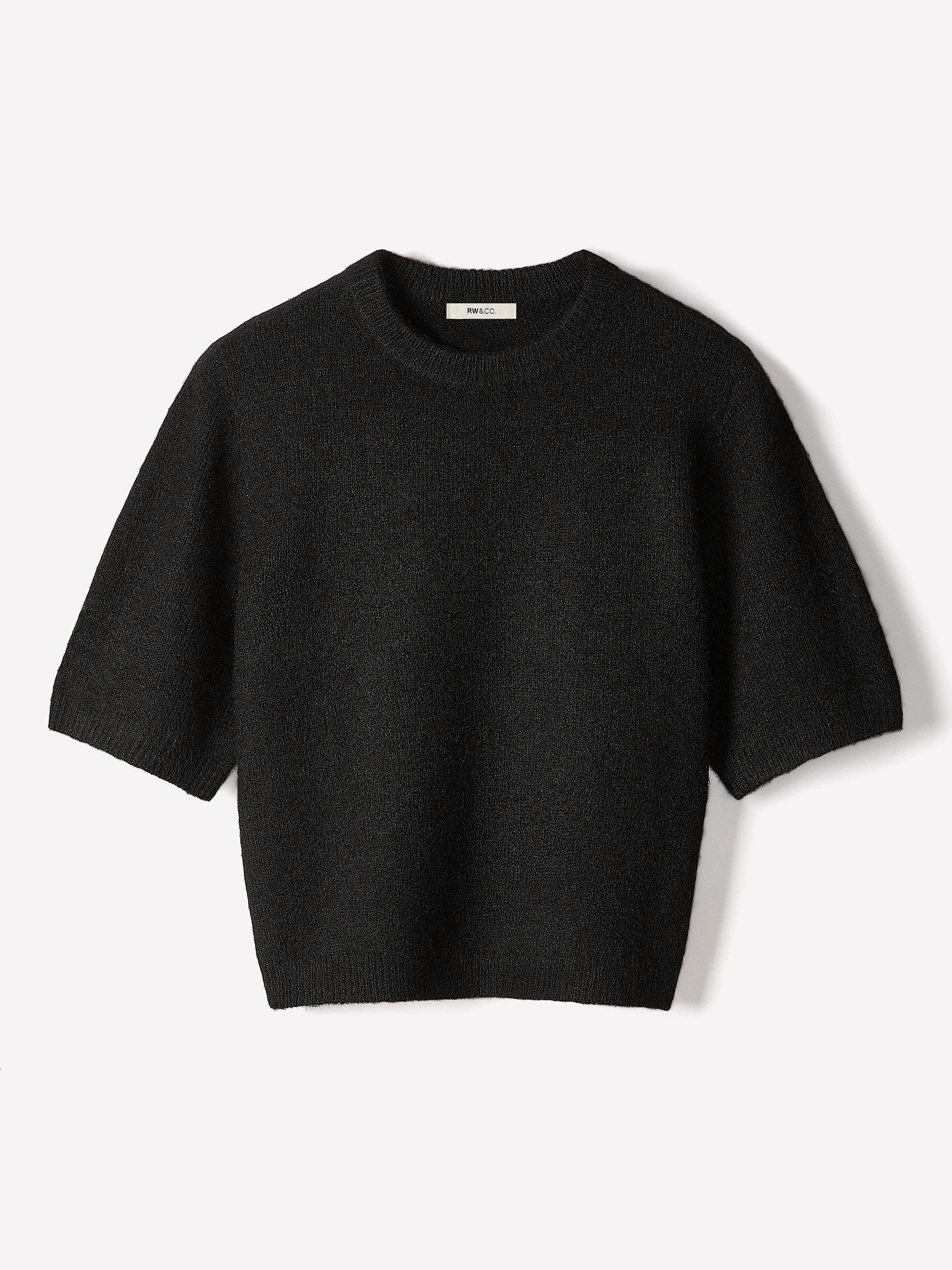 Knit Sweater Striped Hairy Short Sleeve