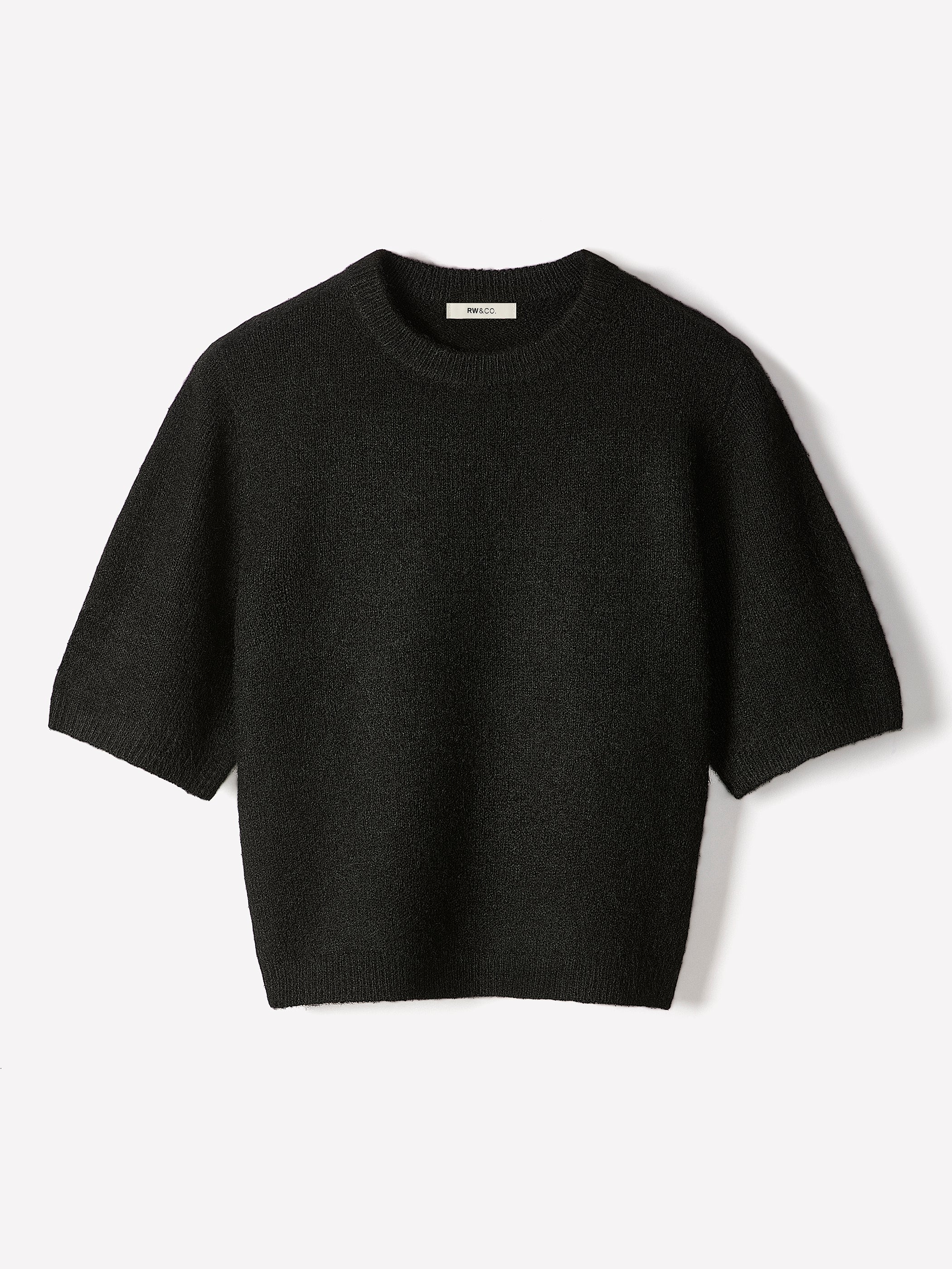Knit Sweater Striped Hairy Short Sleeve