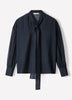 Woven Lyocell Blend Tie Sleeve Blouse