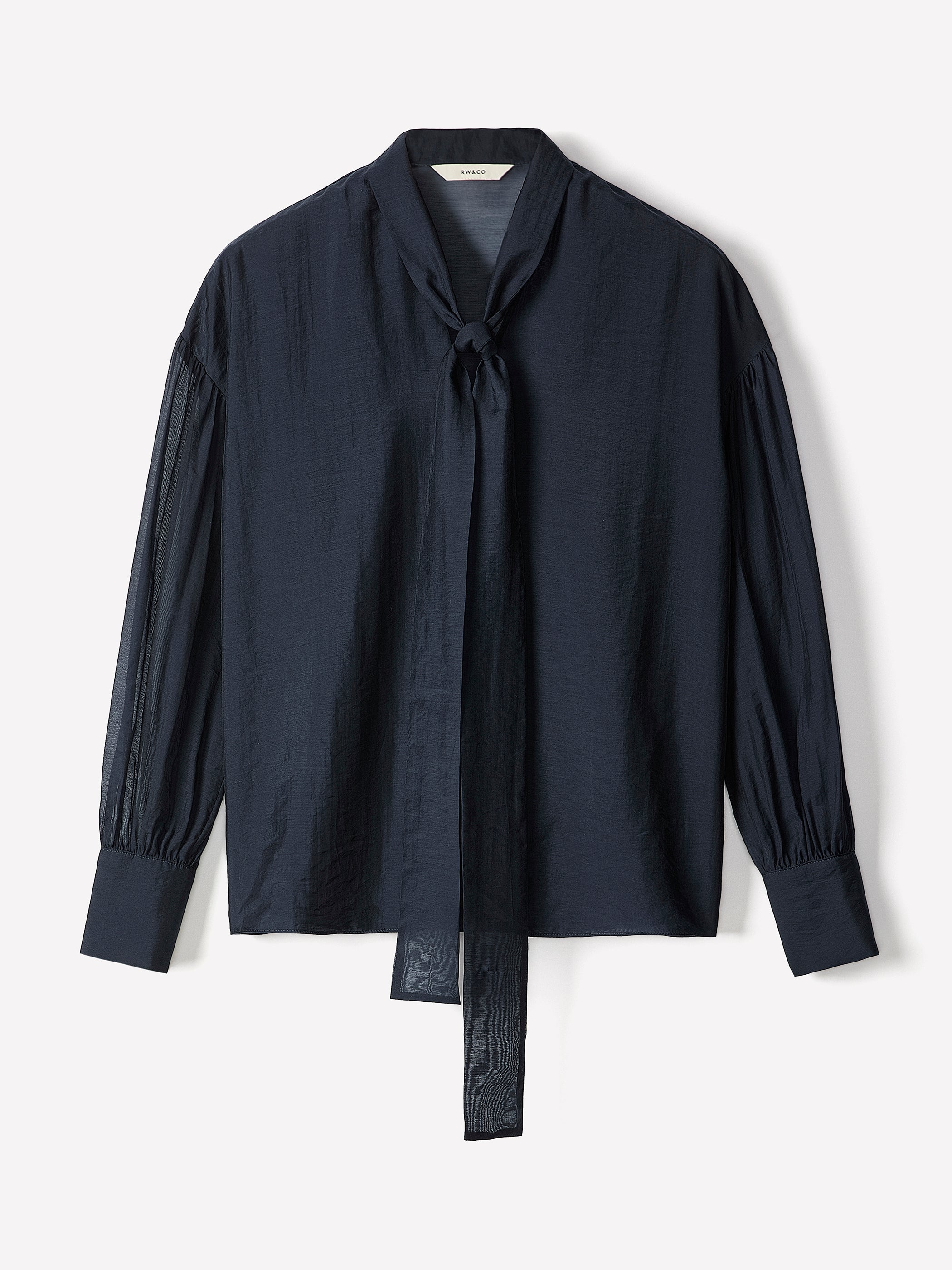 Woven Lyocell Blend Tie Sleeve Blouse