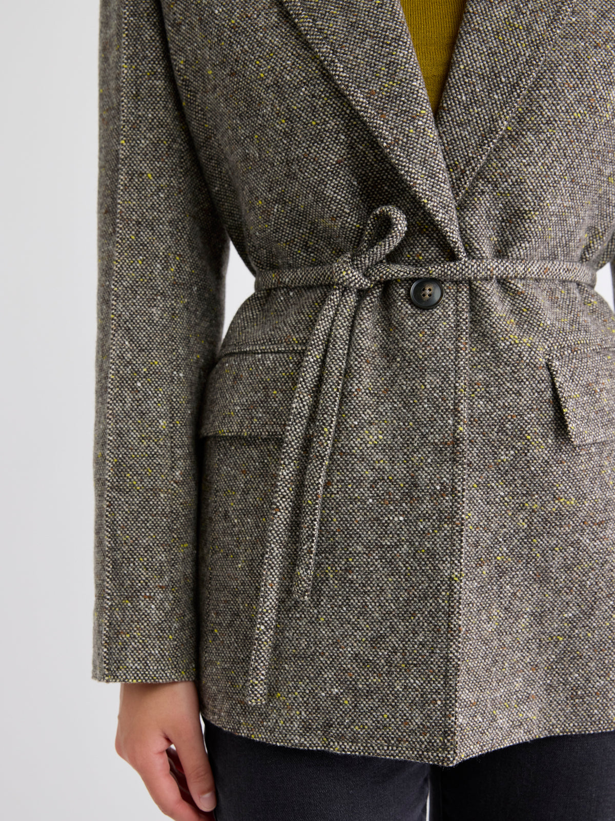 Oversized One-Button Tweed Blazer