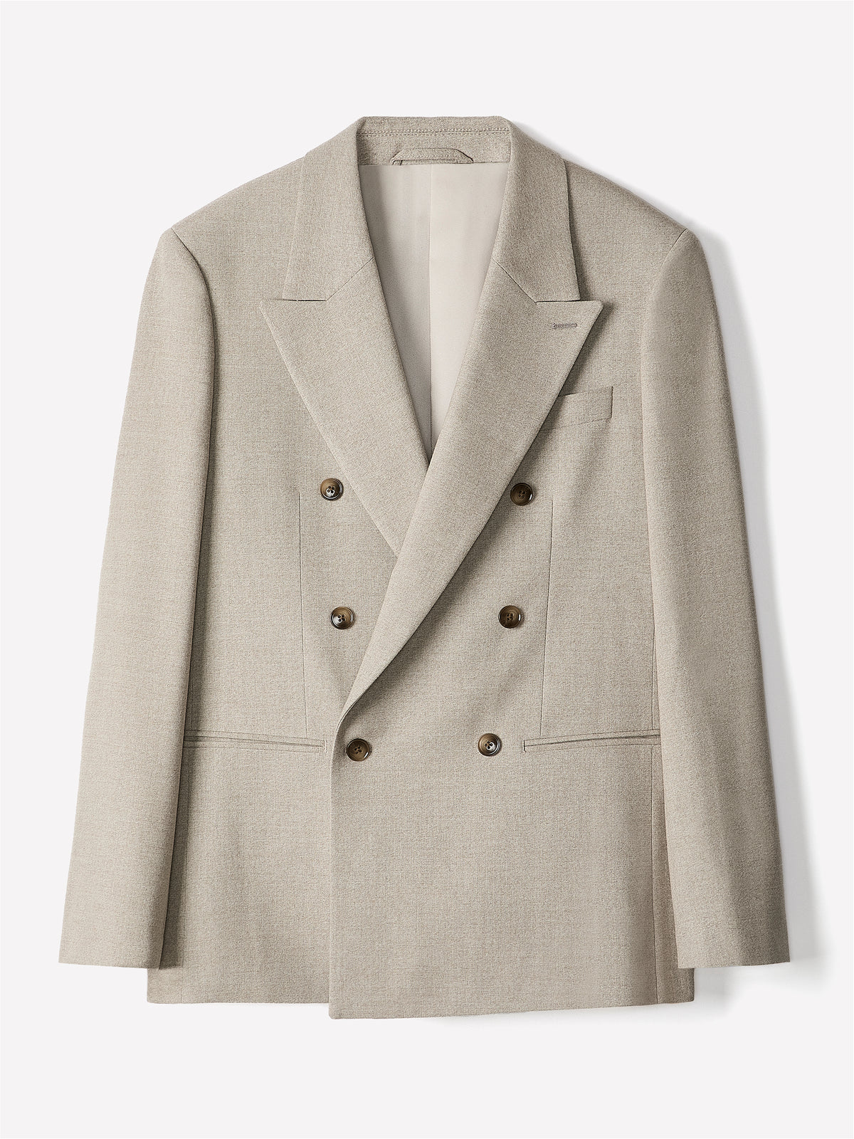 Double Breasted Blazer Brushed Avoine Fabric