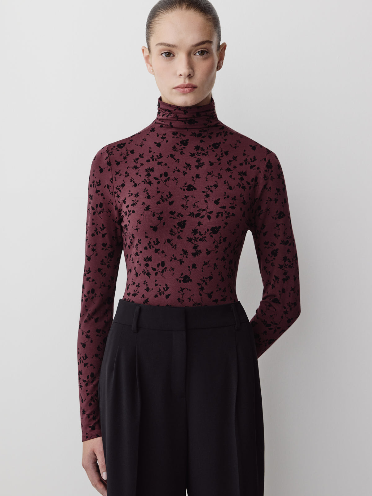 Long-Sleeve Mock-Neck Top