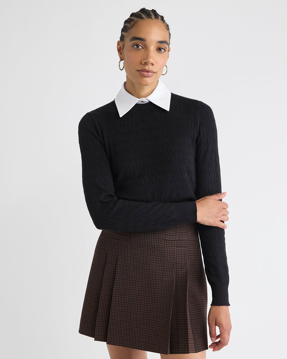 Pull à Manches Longues avec Col Chemisier Amovible