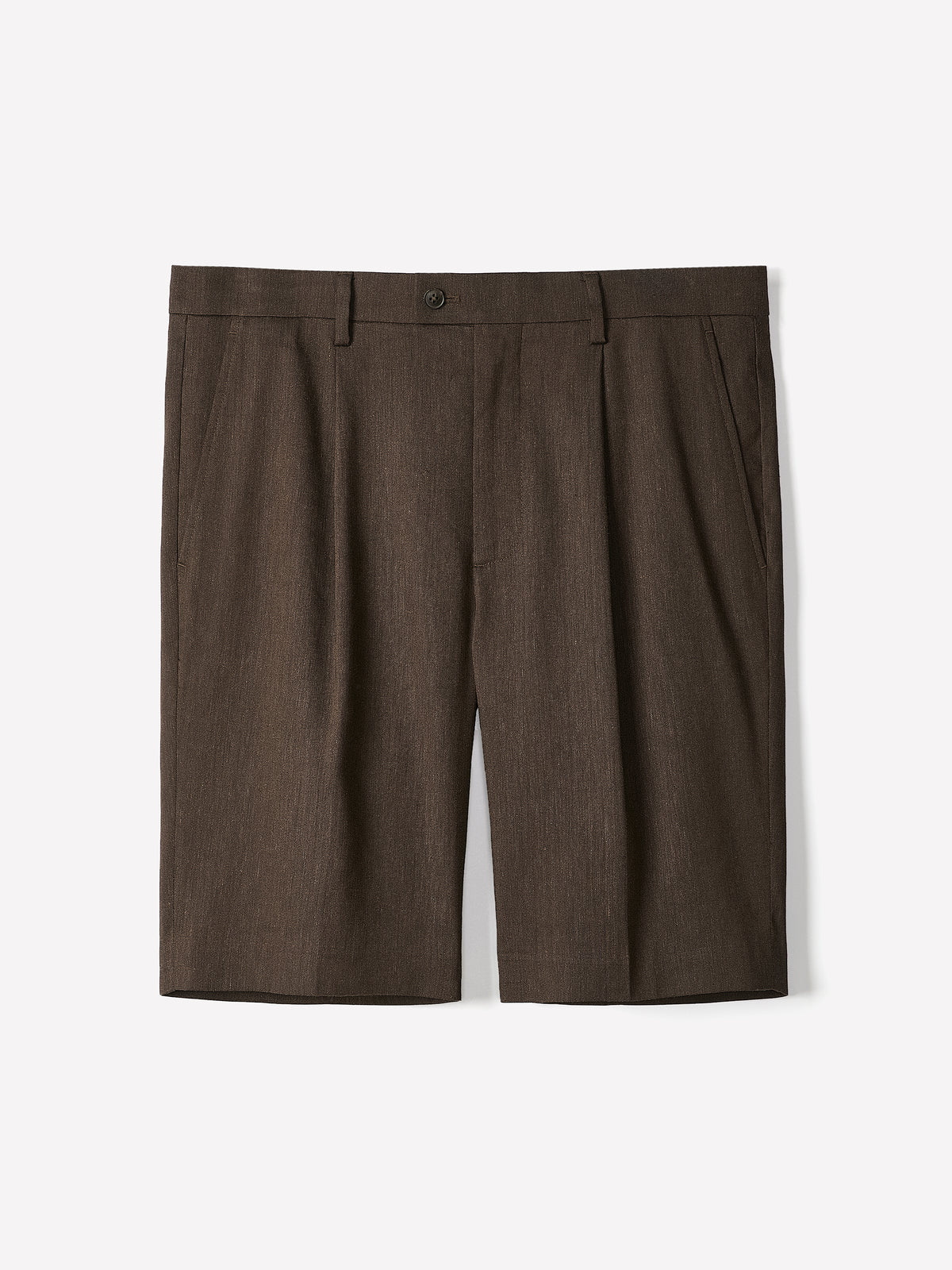 Linen-Blend Pleated Shorts