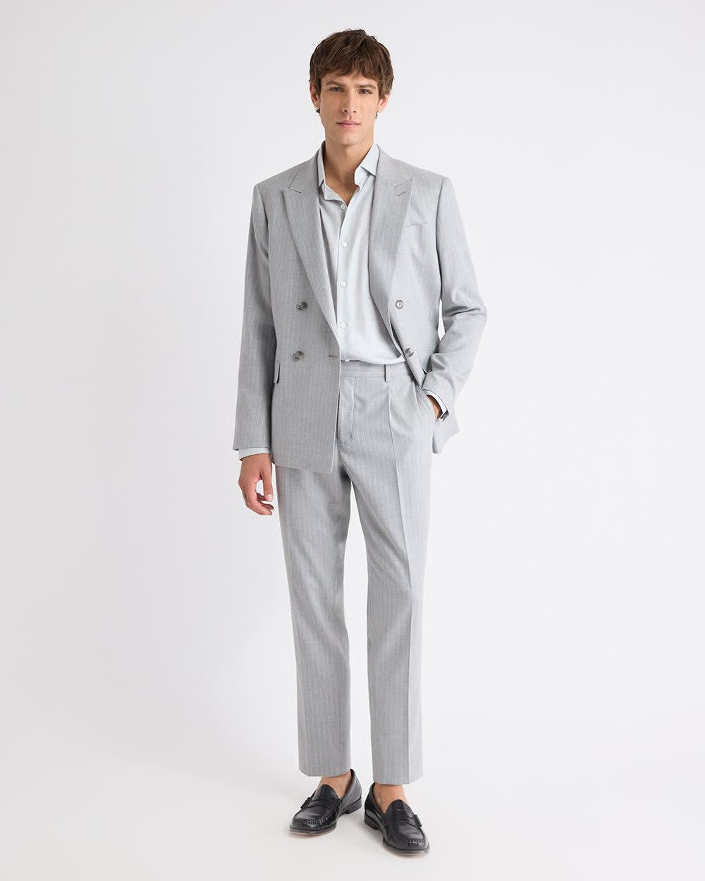 Pleated Tapered-Leg Striped Suit Pant