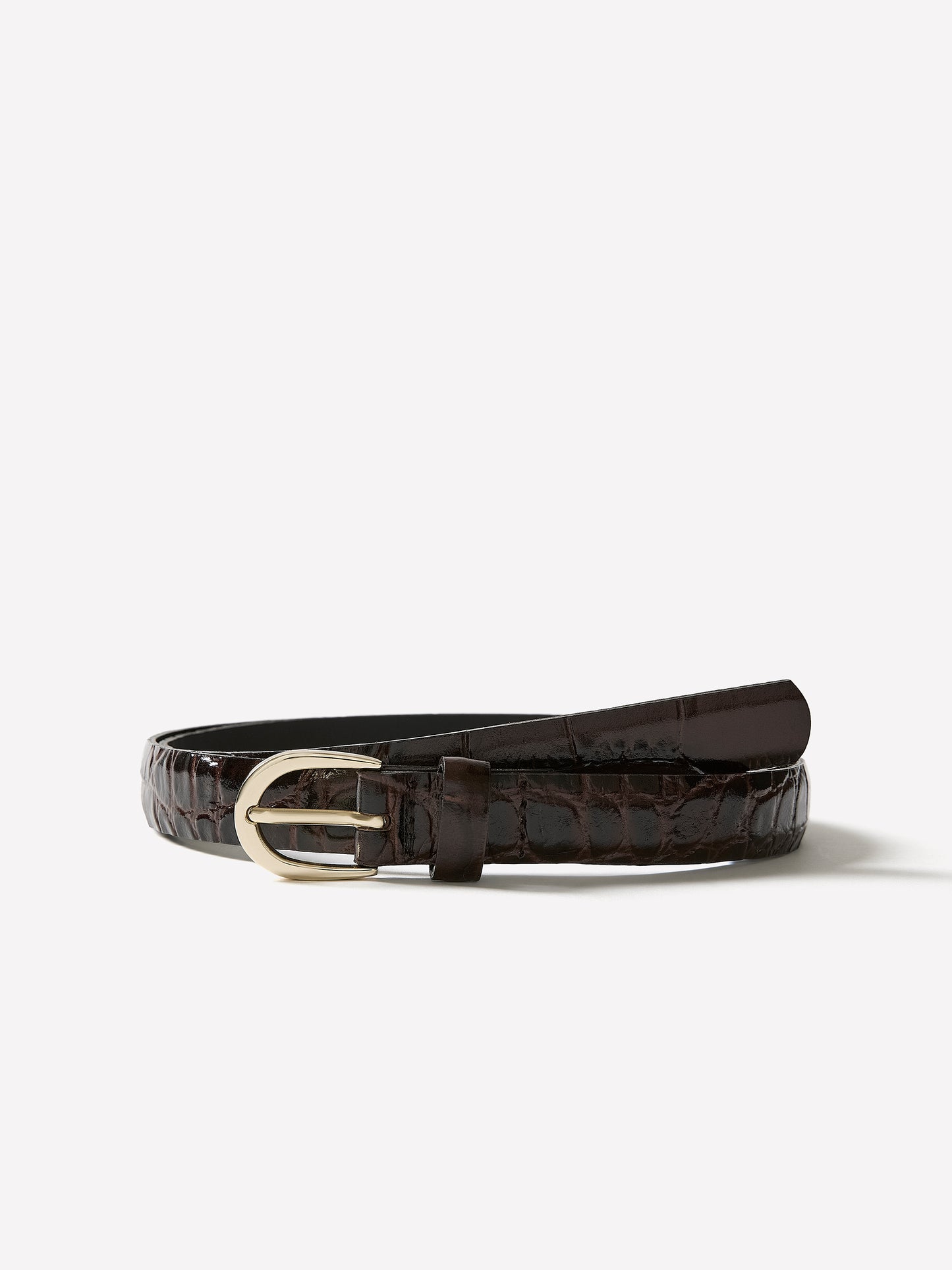 Leather Belt with Croco Texture