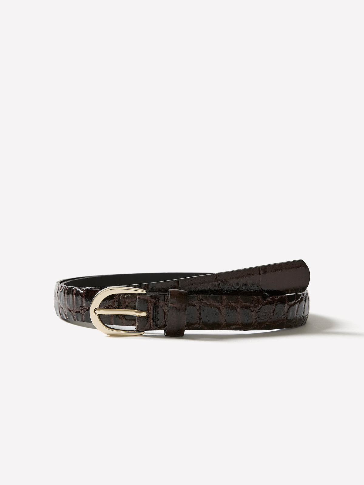 Leather Belt with Croco Texture