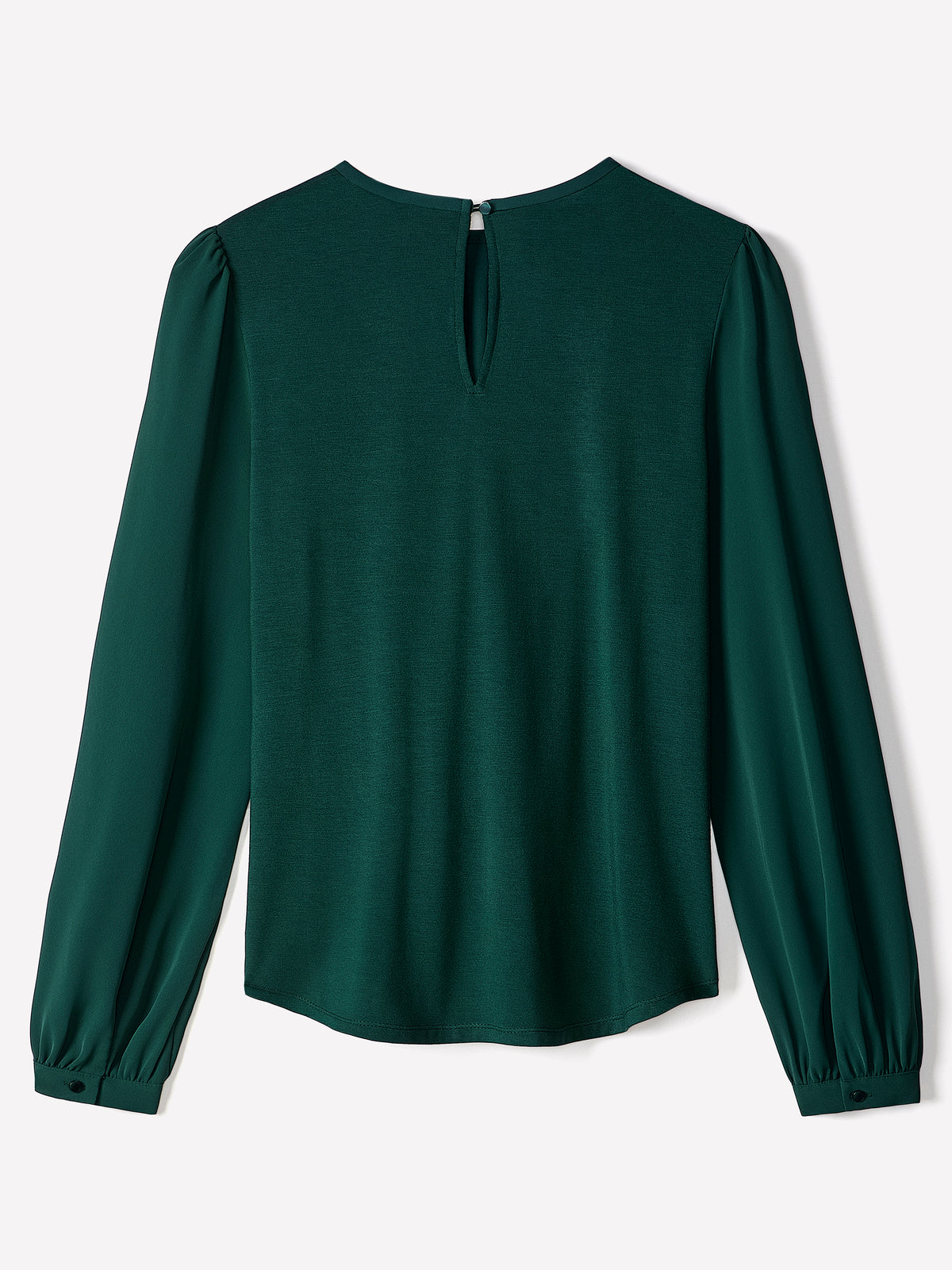 Woven Popover Blouse, Luxe Crepe, Long Sleeve