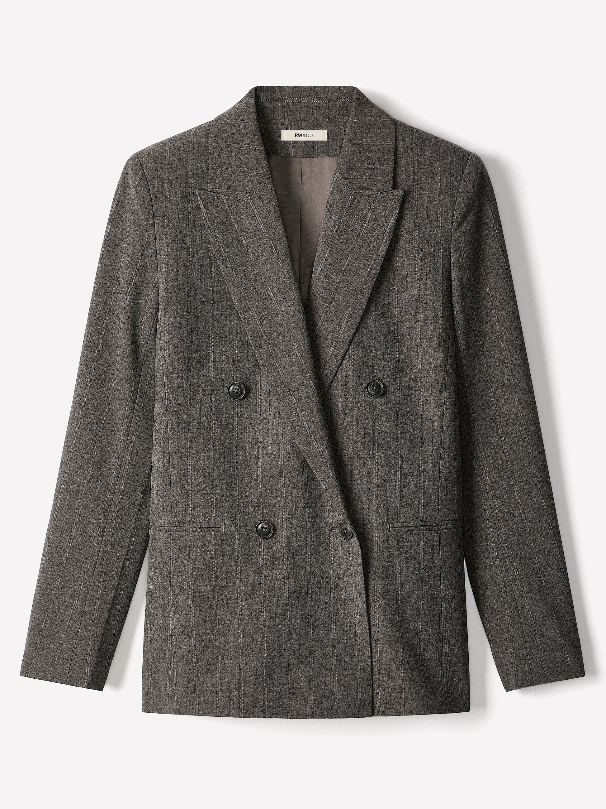 Woven Stretch Classic Relax Blazer with Double-Breasted Closure