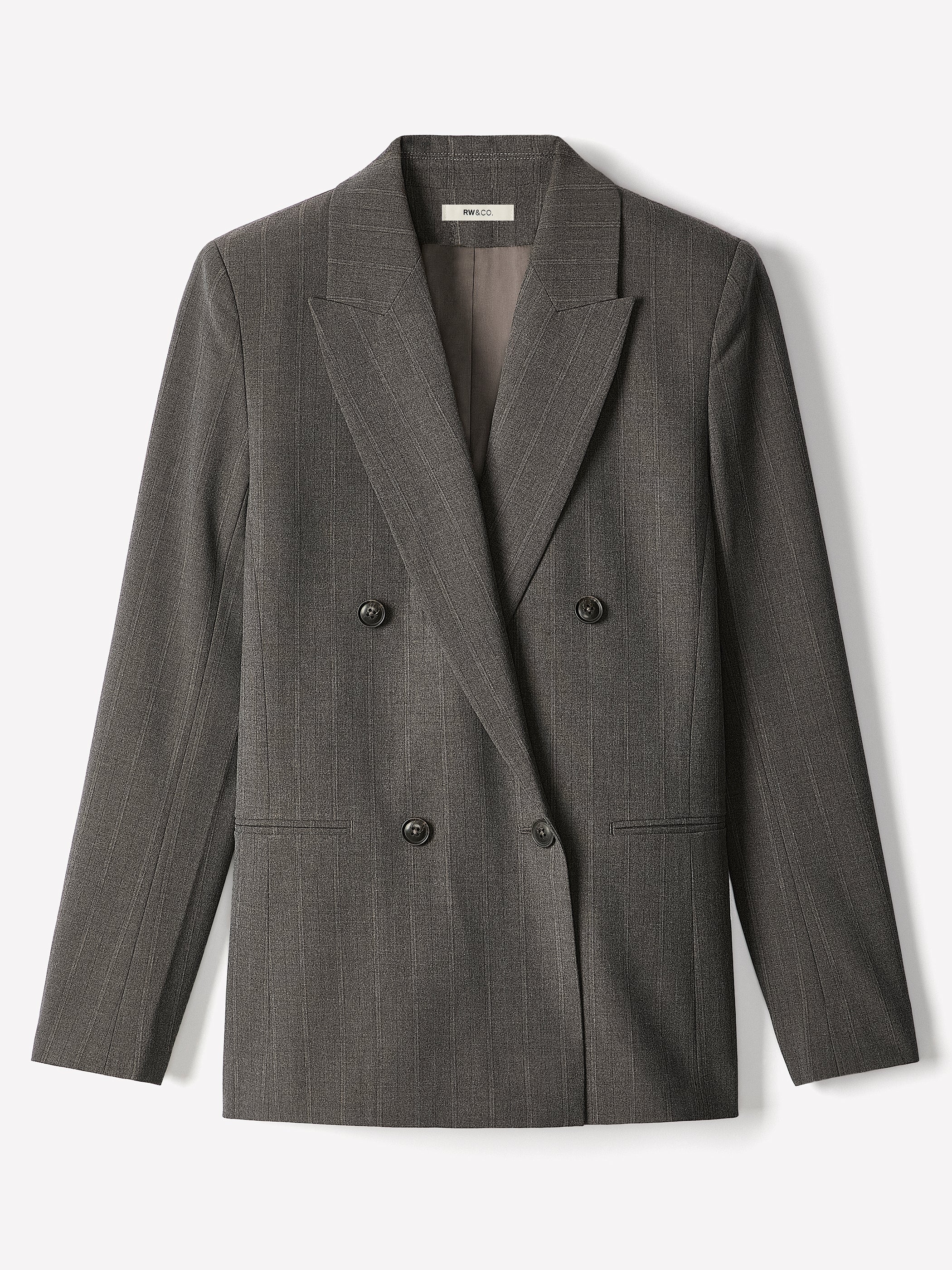 Woven Stretch Classic Relax Blazer with Double-Breasted Closure