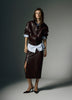 Woven High Rise Stretch PU Coated Skirt