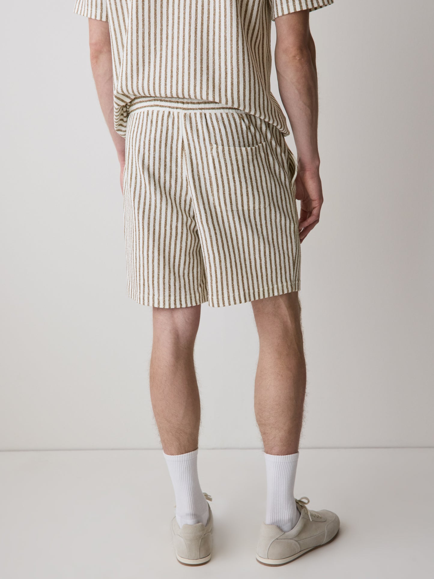 Knit Short with Stripe Pattern, Cotton Blend