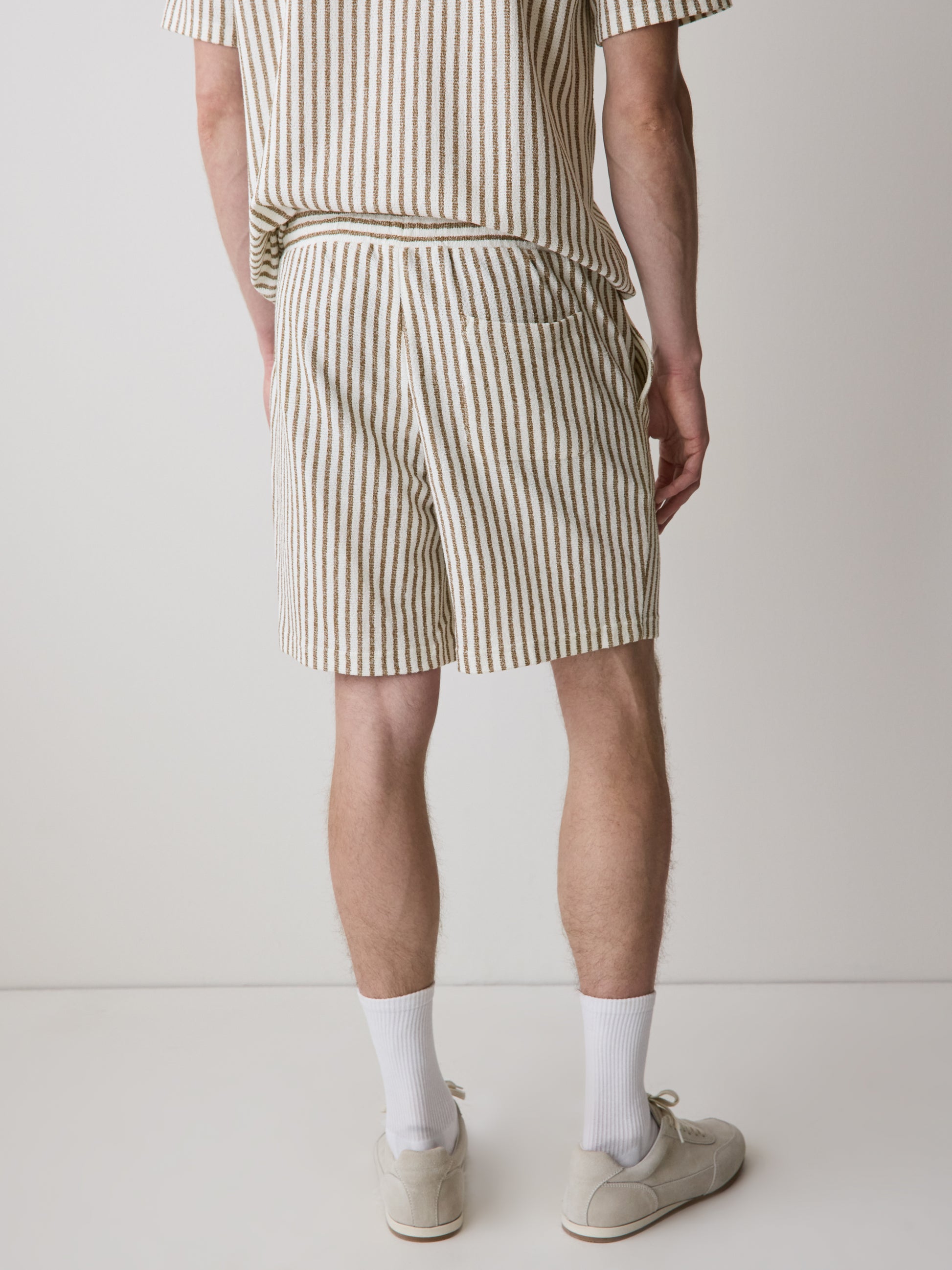 Knit Short with Stripe Pattern, Cotton Blend