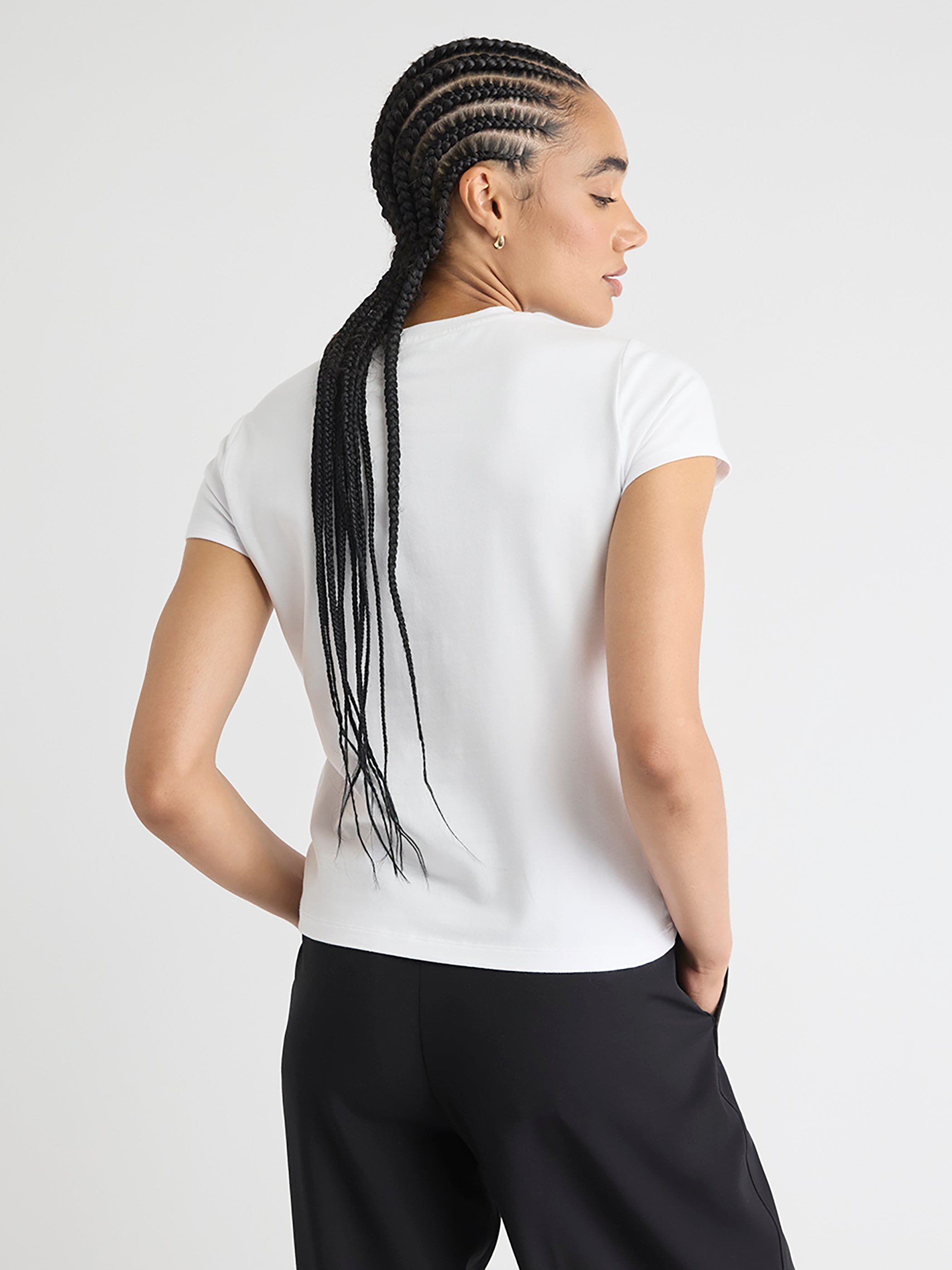 T-Shirt à Manches Courtes et Col Rond en Coton Biologique