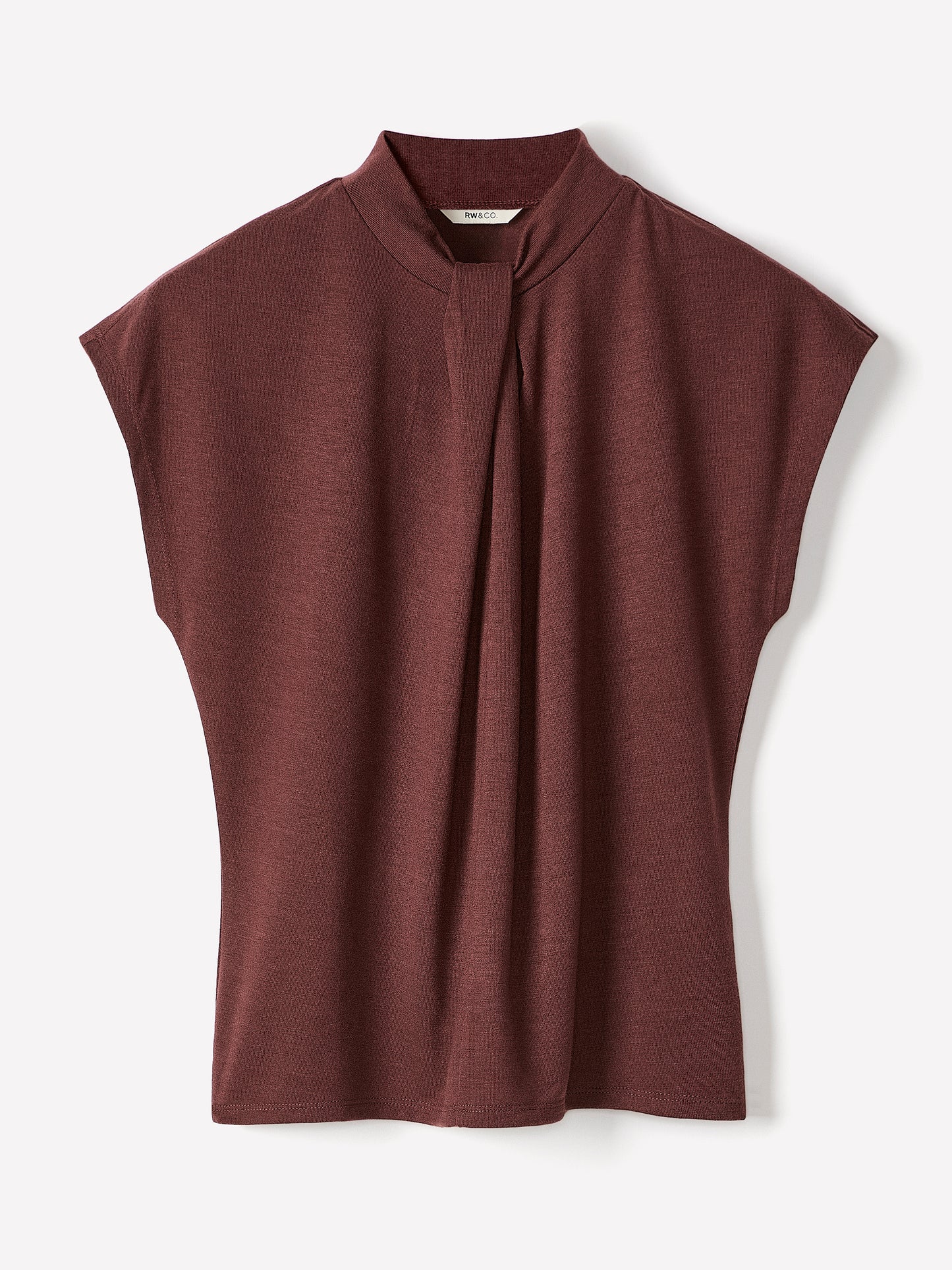 Extended-Sleeve Top with Twisted Draped Mock Neckline