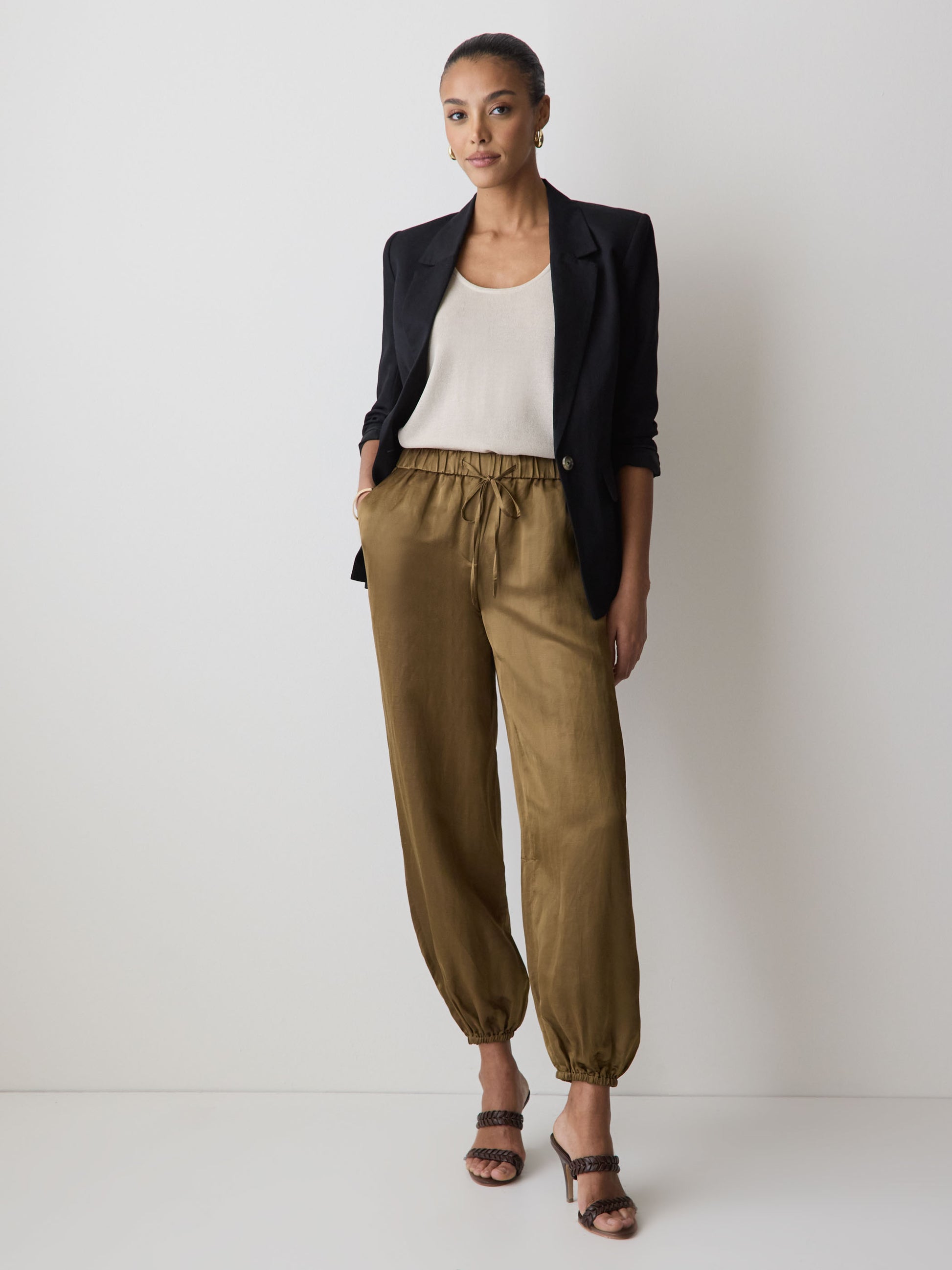 Linen-Blend U-Neck Loose Tank