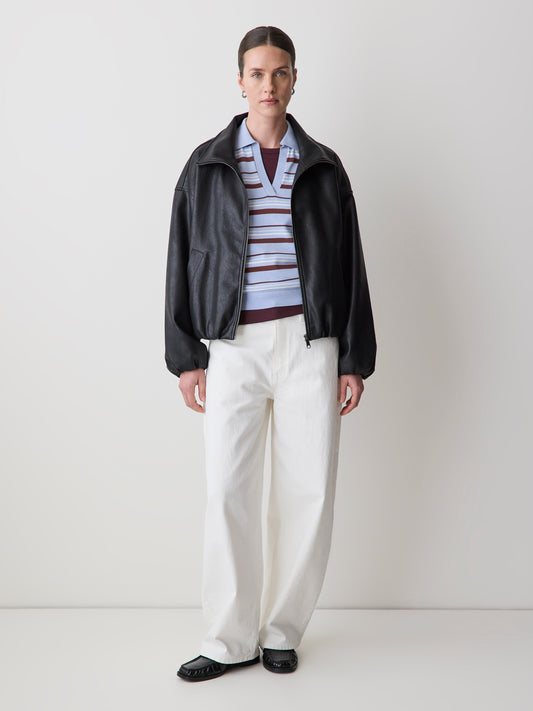 Faux Leather Bomber Jacket