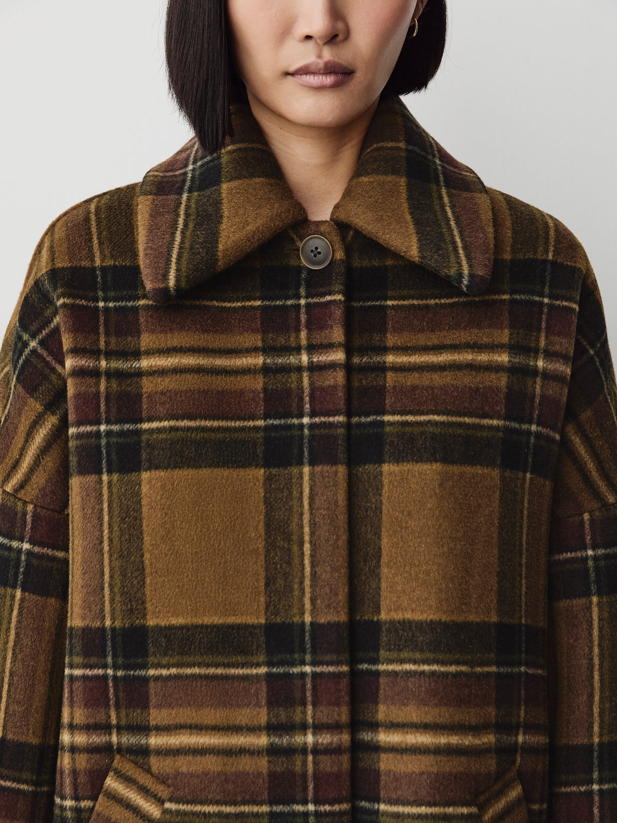 Wool-Blend Oversized Plaid Coat